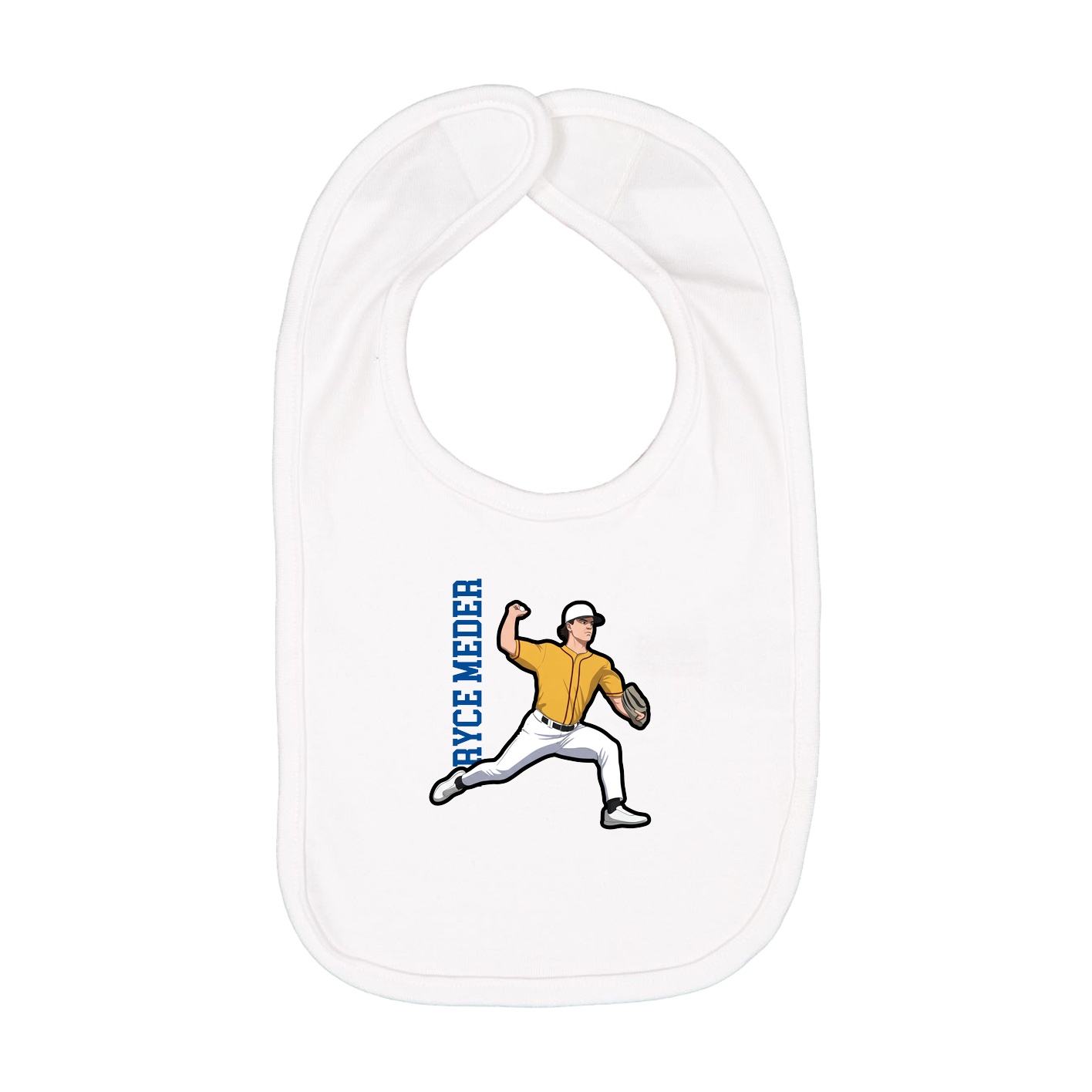 Infant Bib — Name Vertical in White