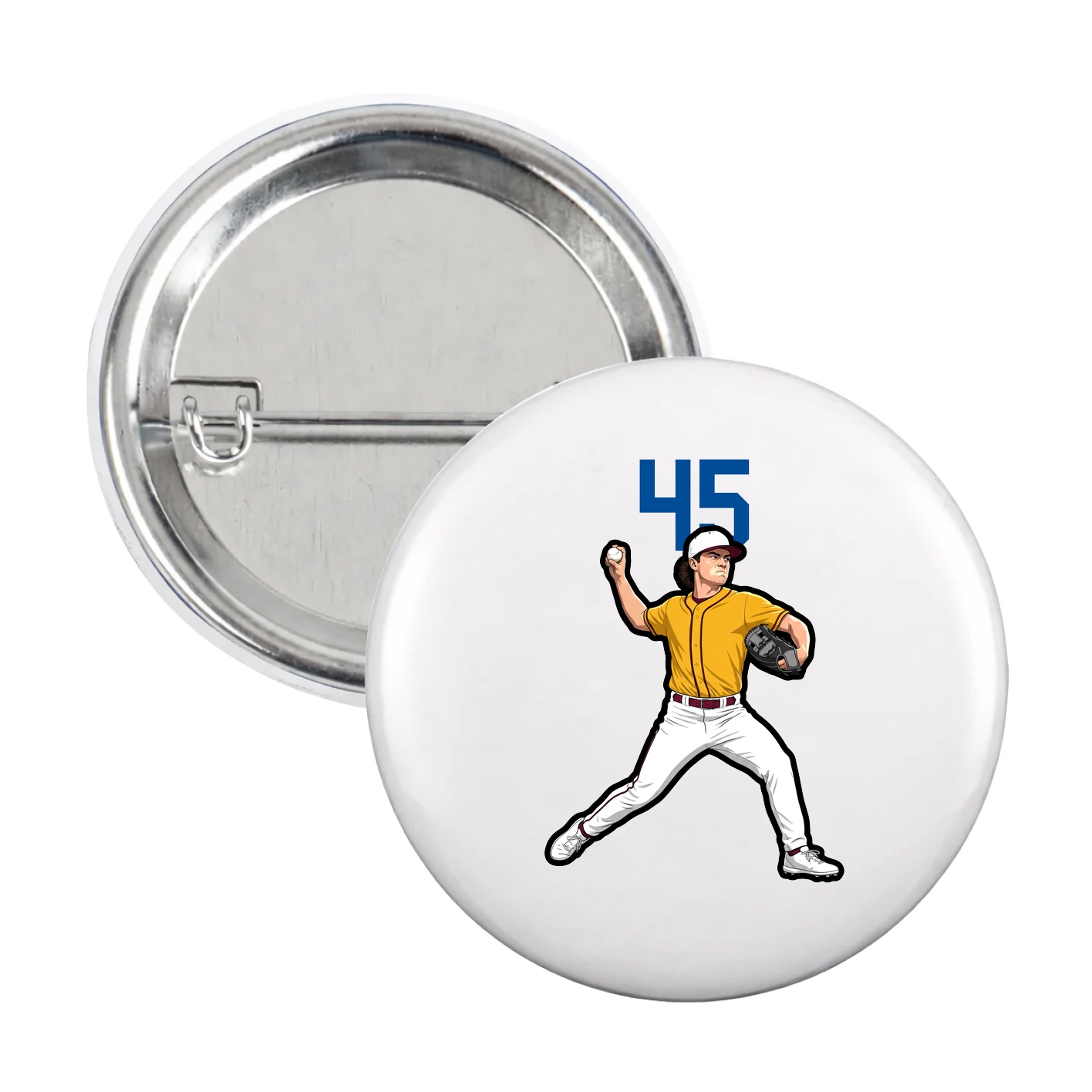 Game Day Button — Number Top in White