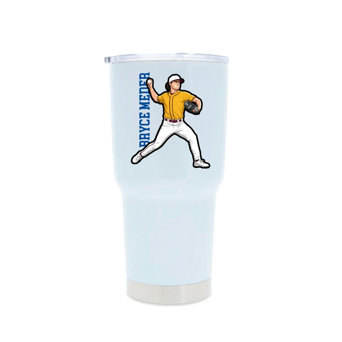 30oz Stainless Steel Tumbler — Name Vertical in White