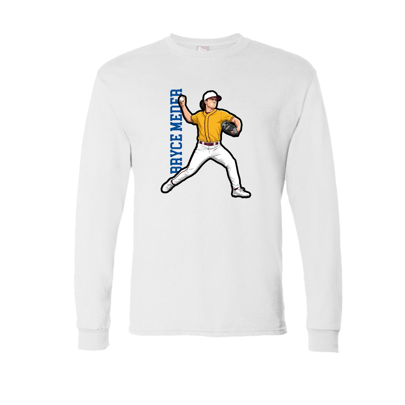 Long Sleeve Tee — Name Vertical in White