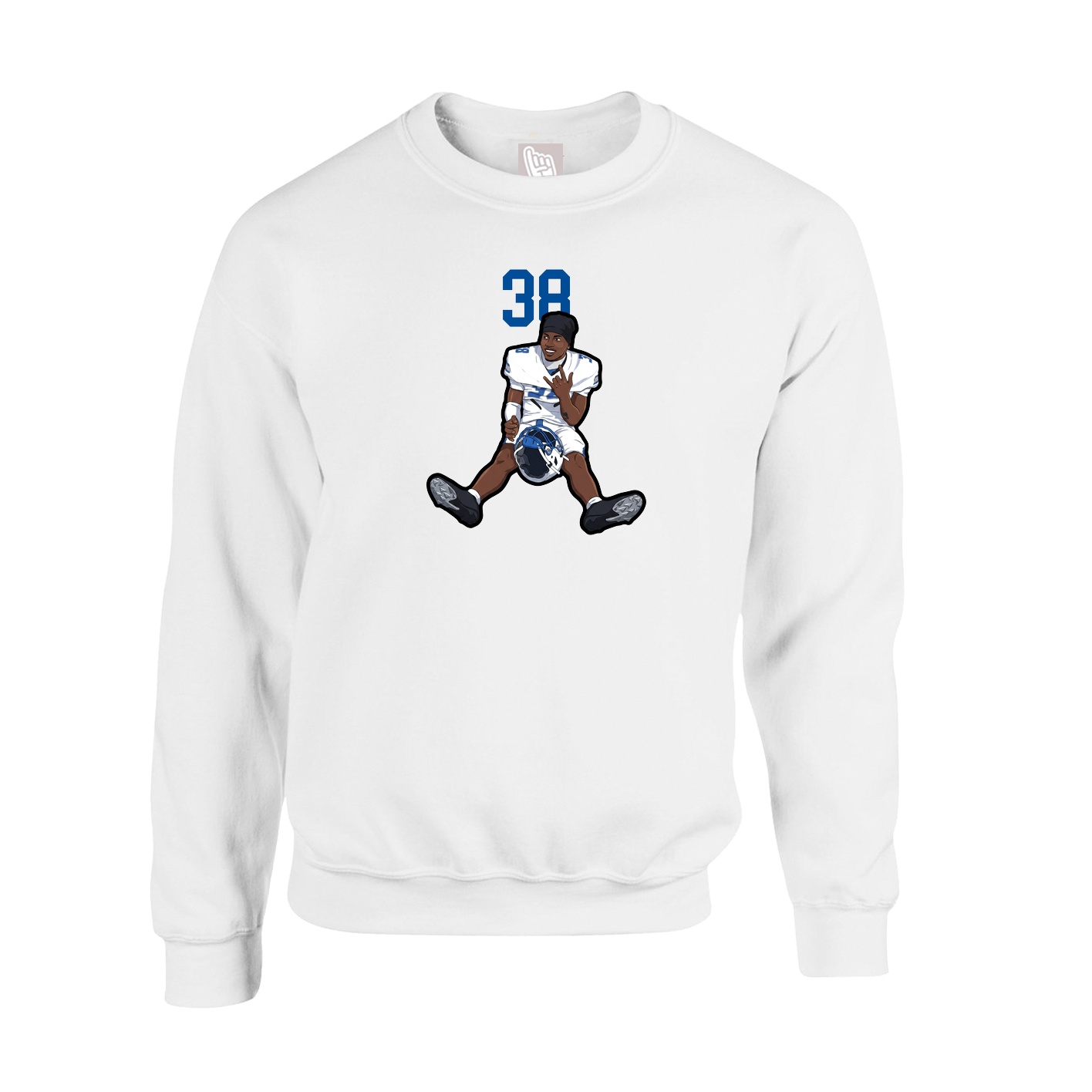 Fleece Crew — Number Top in White