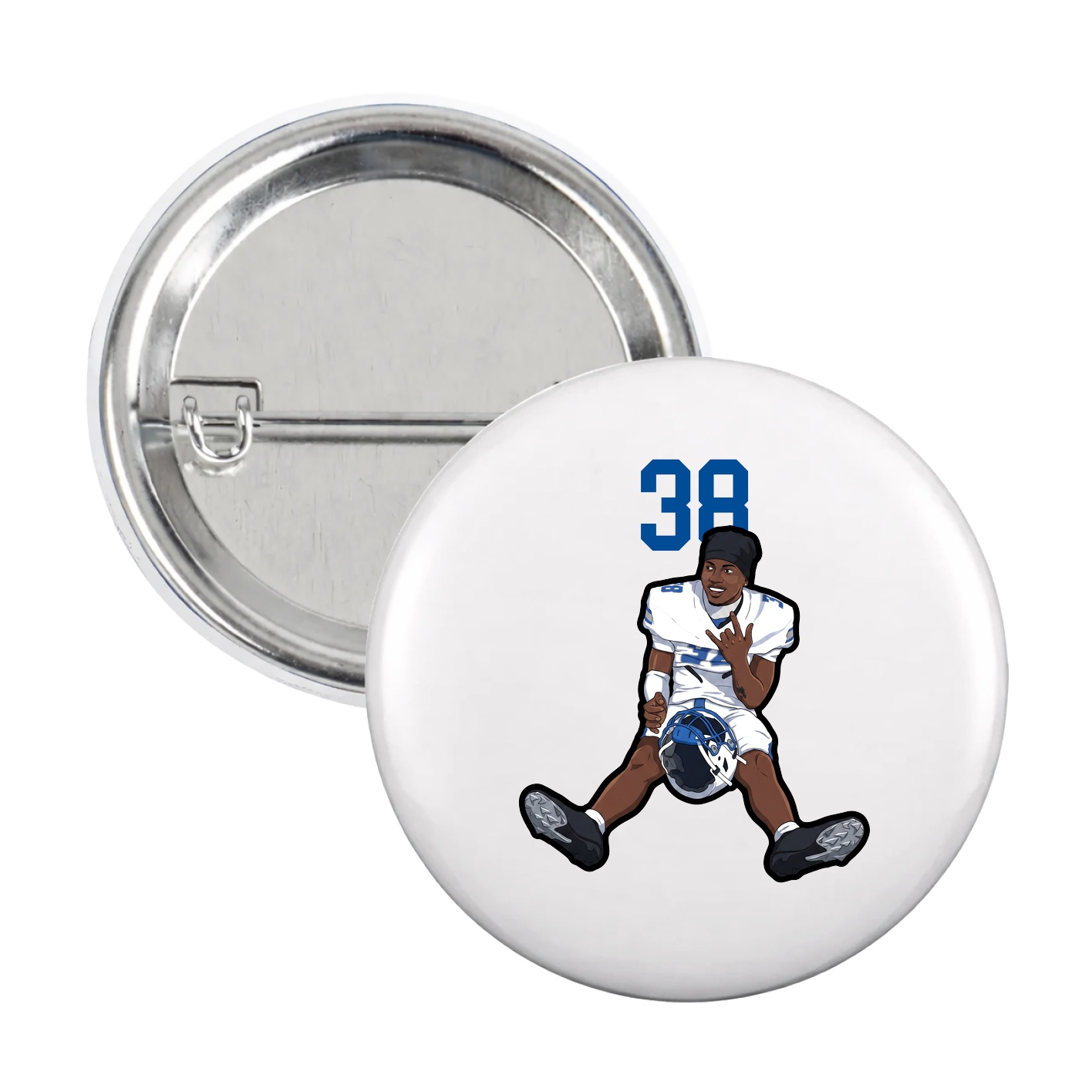 Game Day Button — Number Top in White