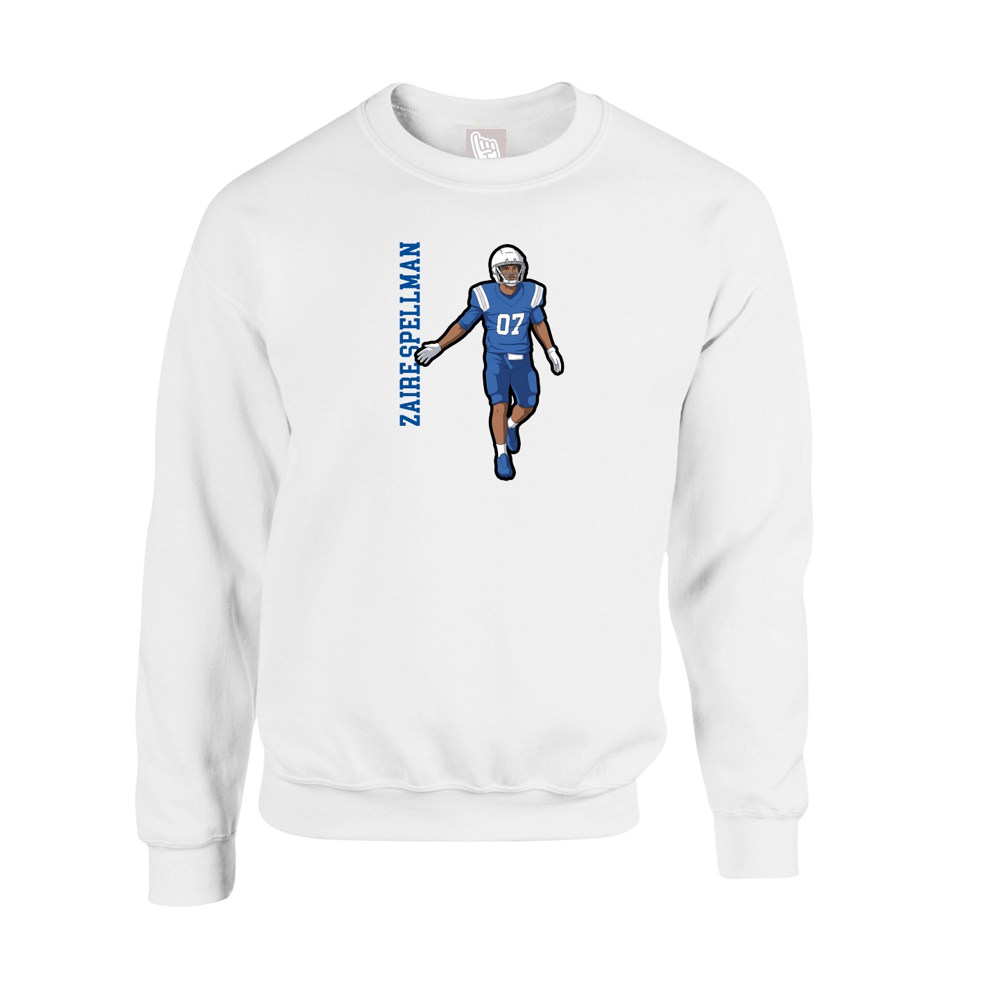 Fleece Crew — Name Vertical in White