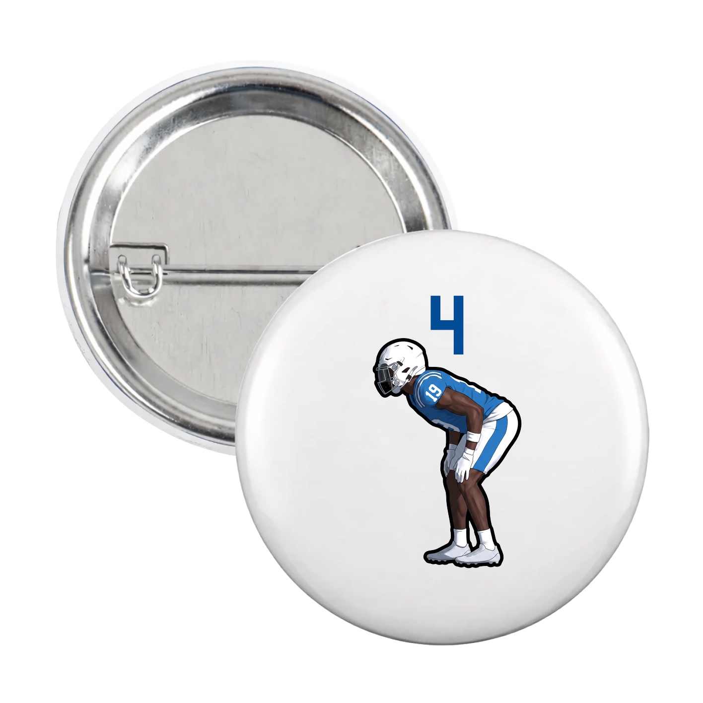 Game Day Button — Number Top in White