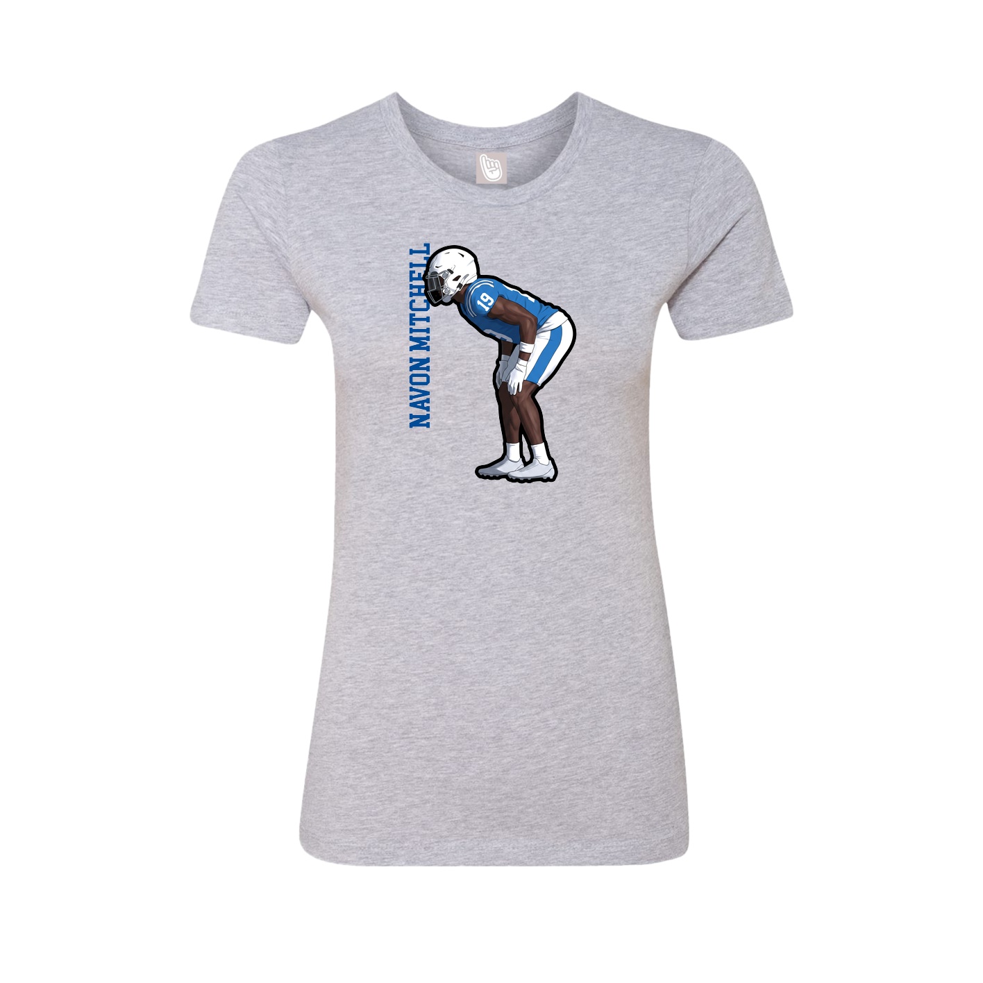 Fitted Women's Tee — Name Vertical in Grey