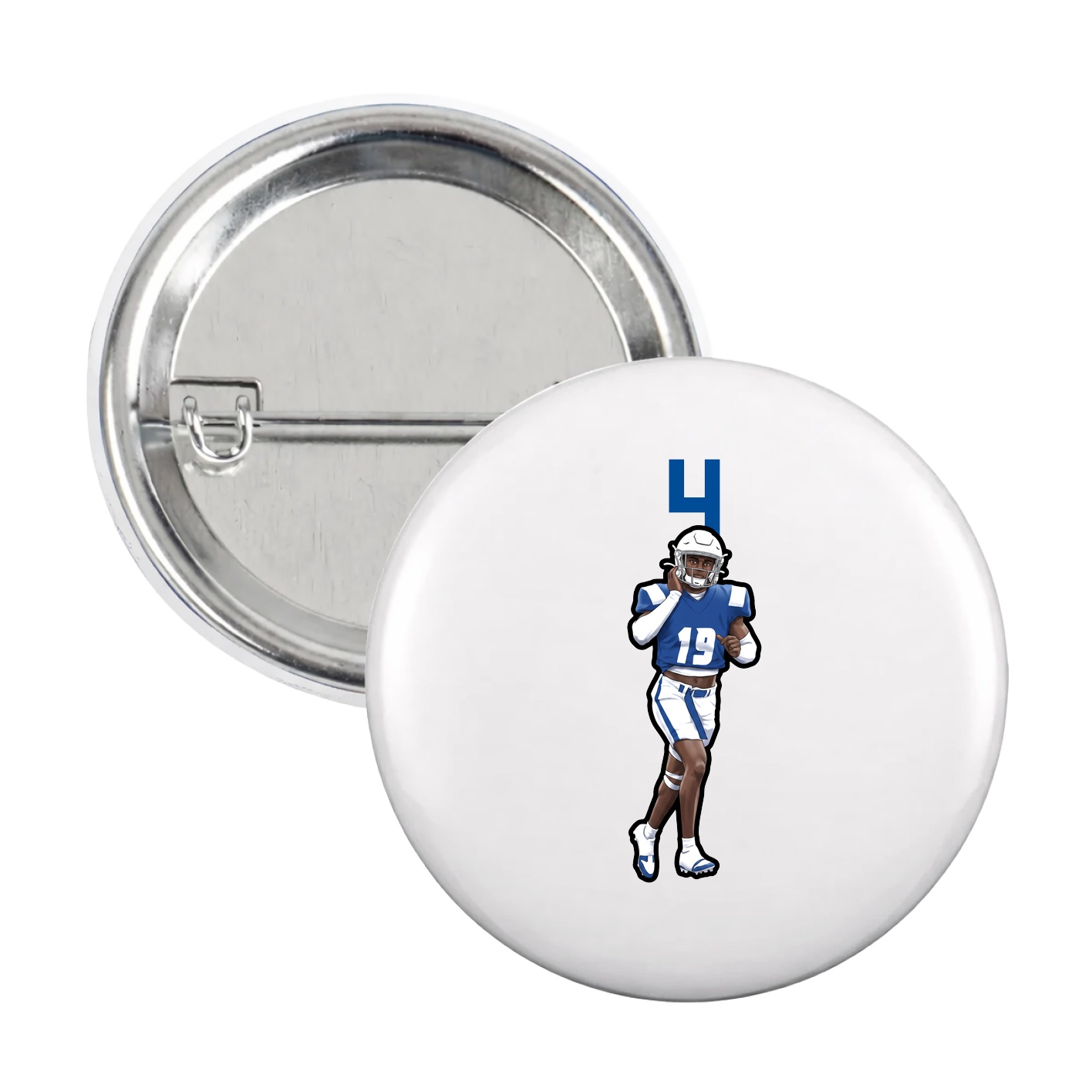 Game Day Button — Number Top in White
