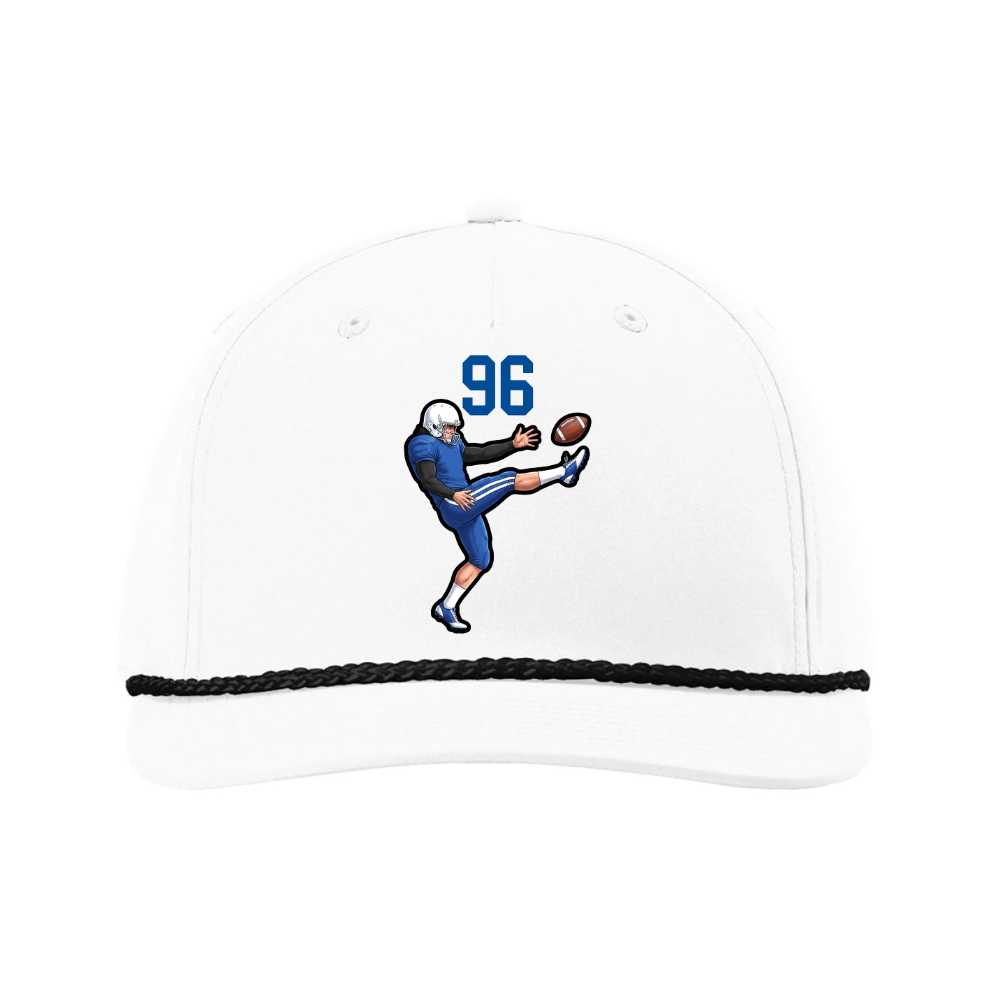 Five-Panel Classic Rope Cap — Number Top in White