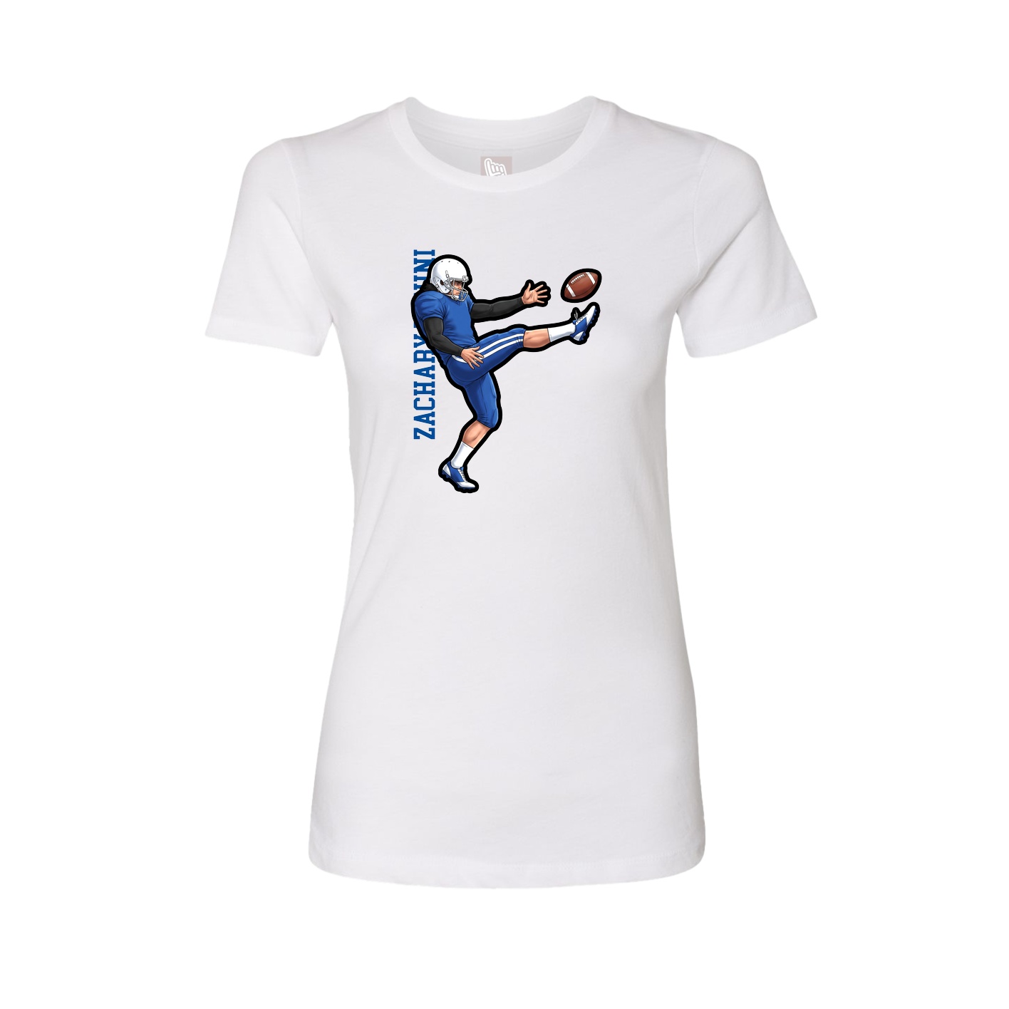 Fitted Women's Tee — Name Vertical in White