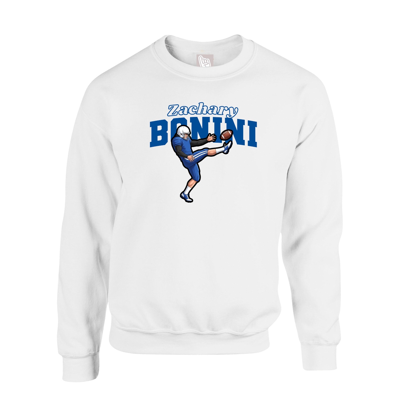 Fleece Crew — Name Arch in White