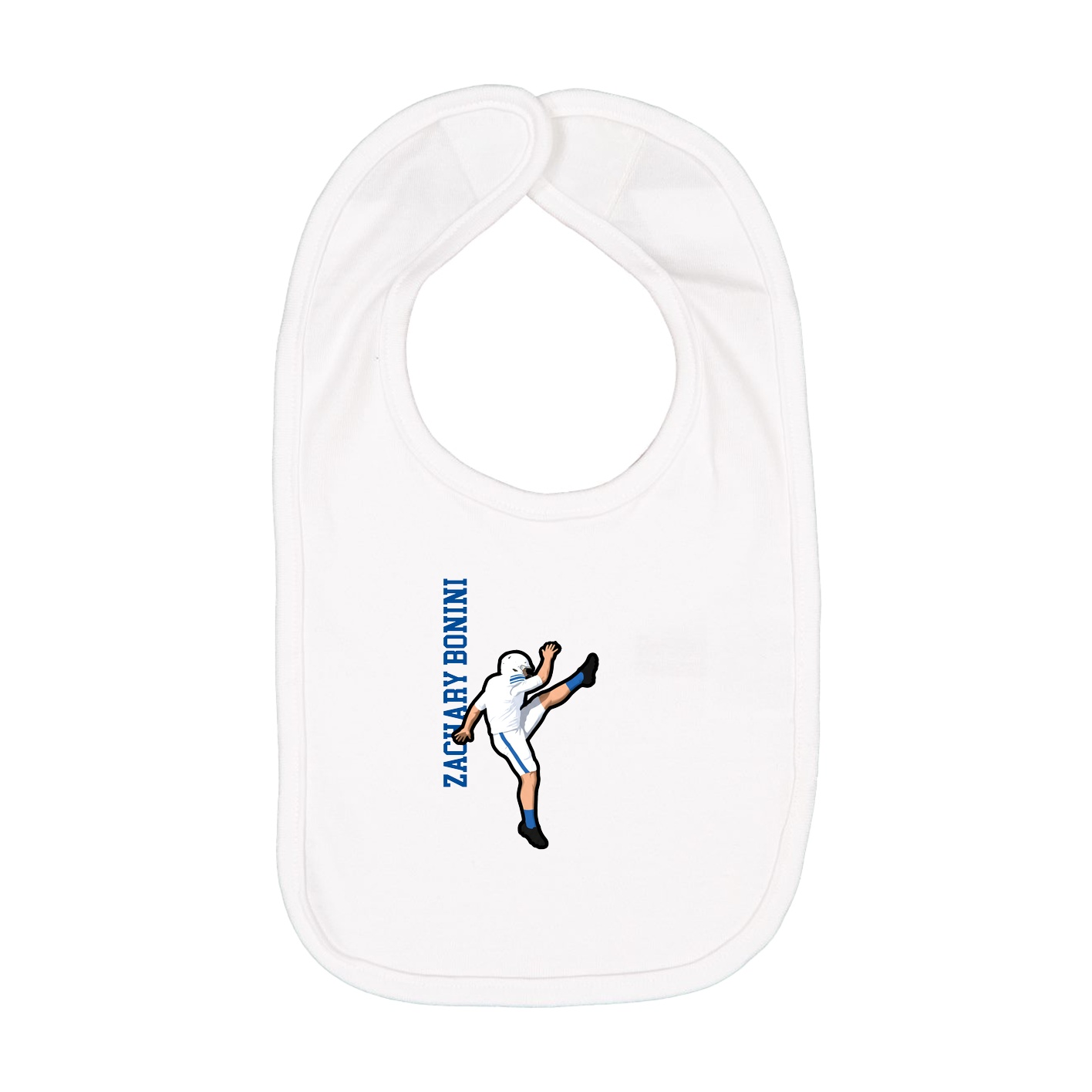 Infant Bib — Name Vertical in White