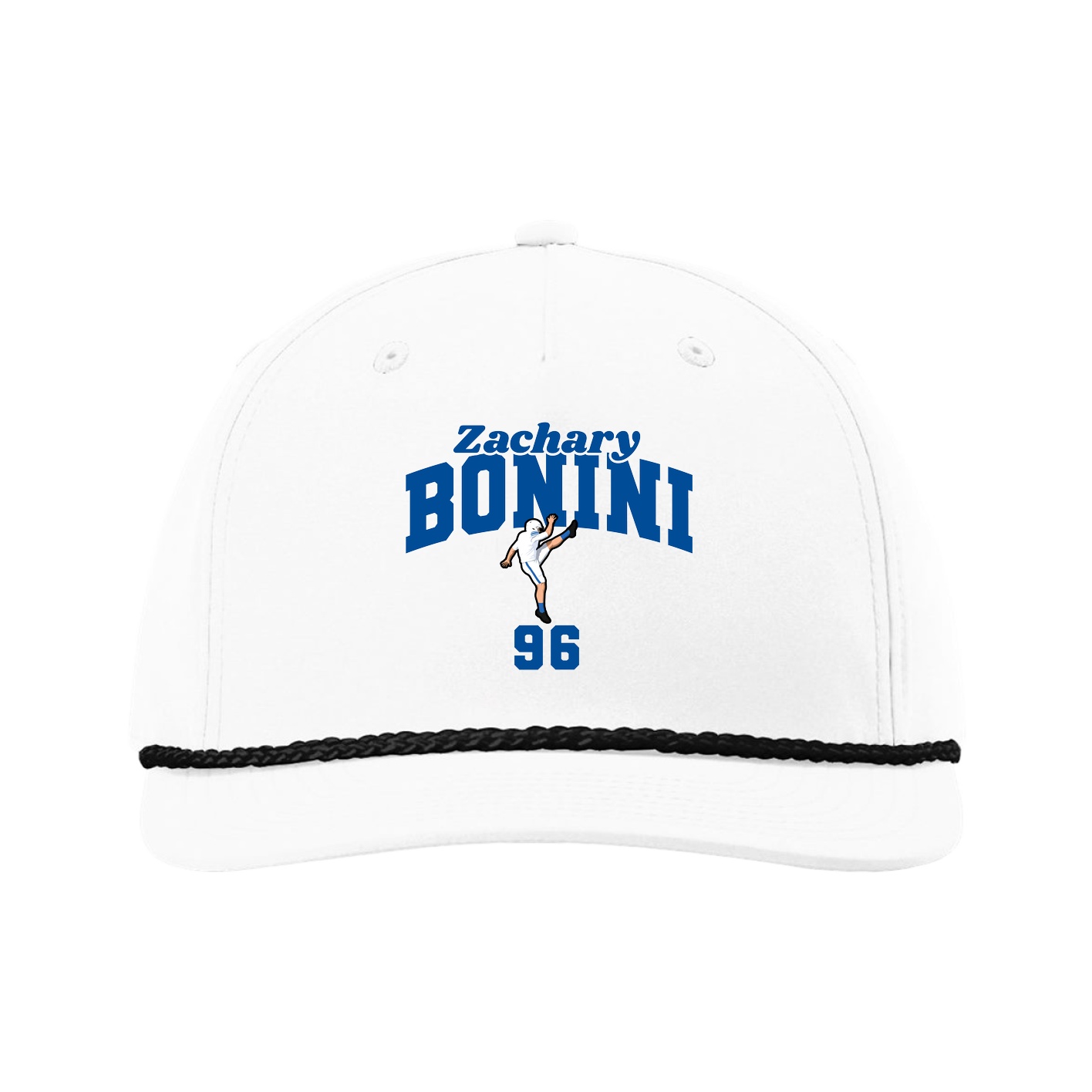 Five-Panel Classic Rope Cap — Signature Arch in White