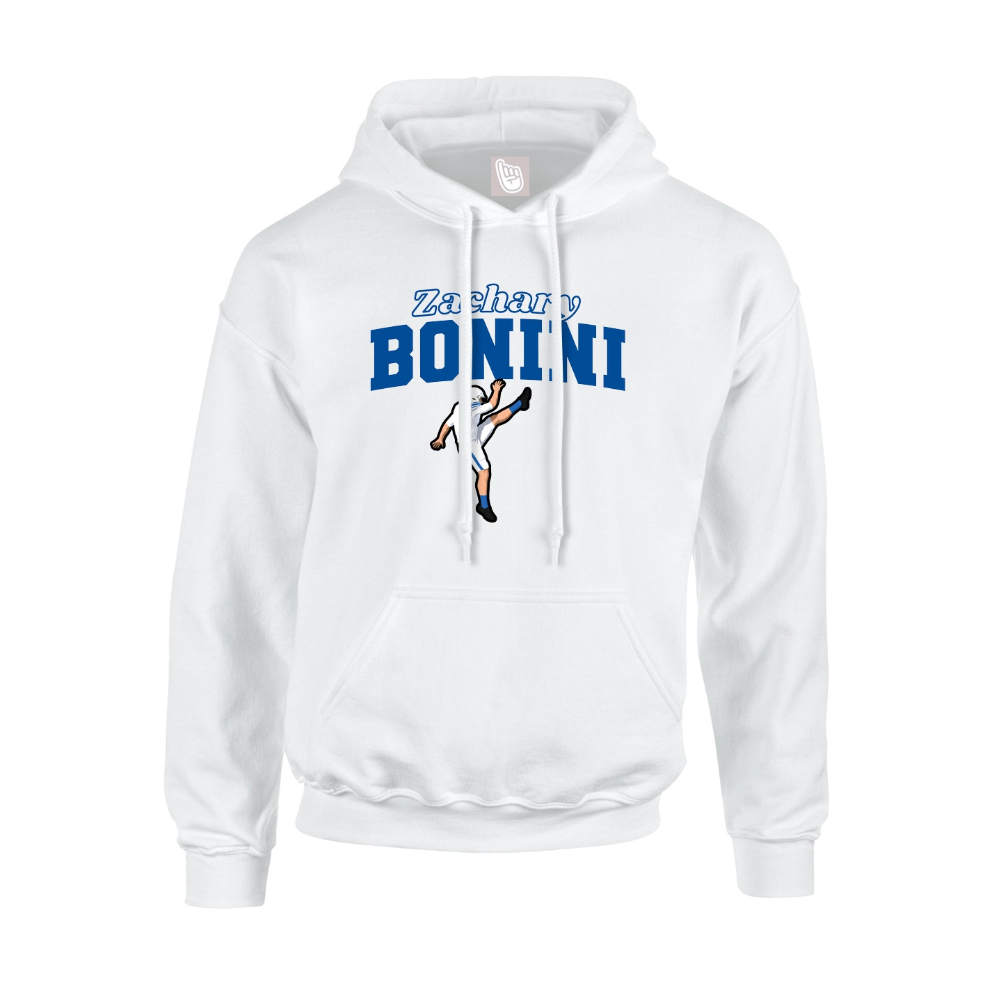 Youth Hoodie — Name Arch in White