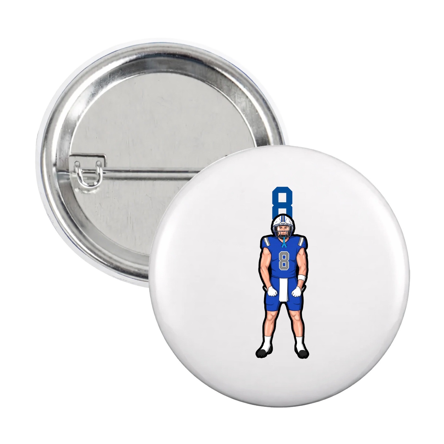 Game Day Button — Number Top in White