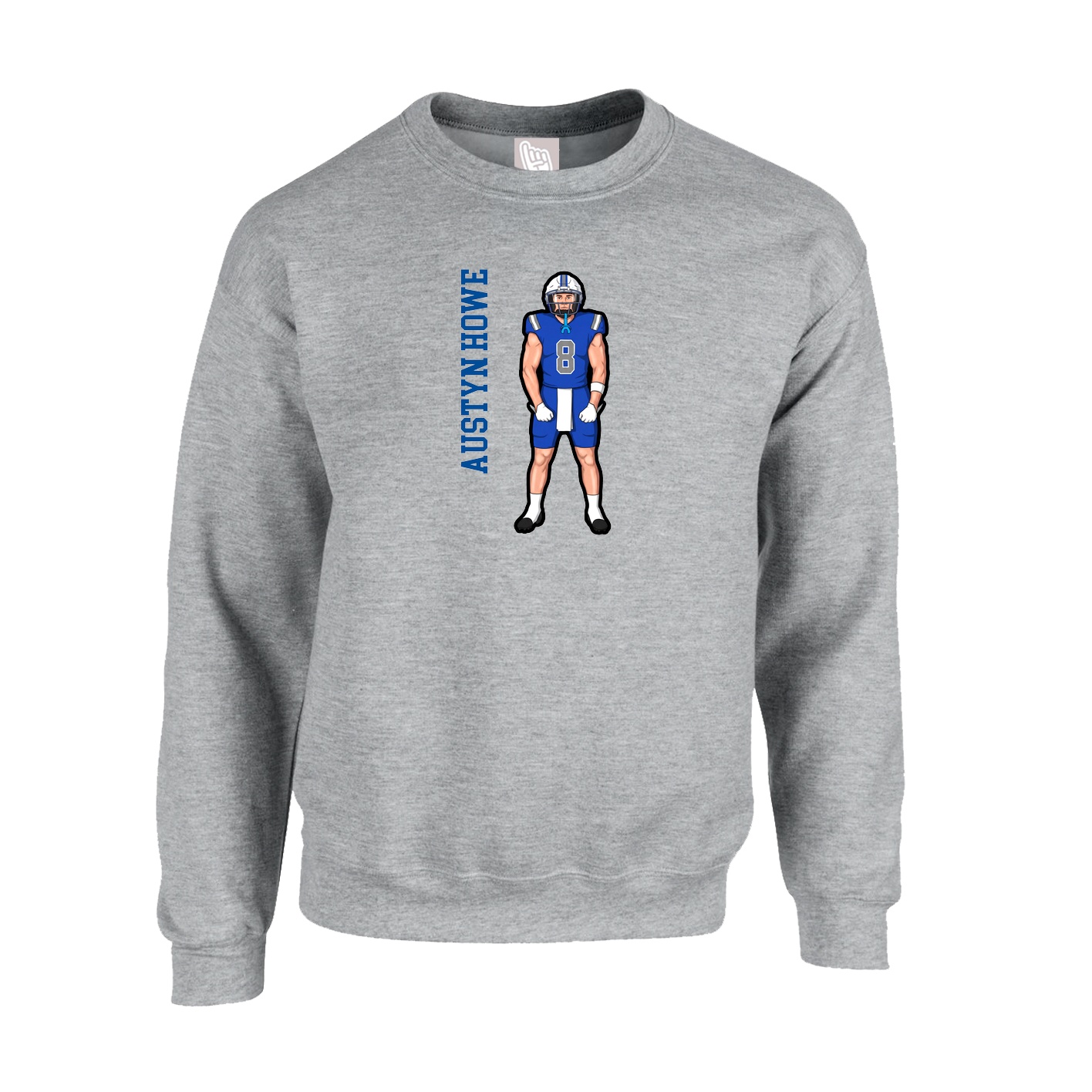 Fleece Crew — Name Vertical in Grey
