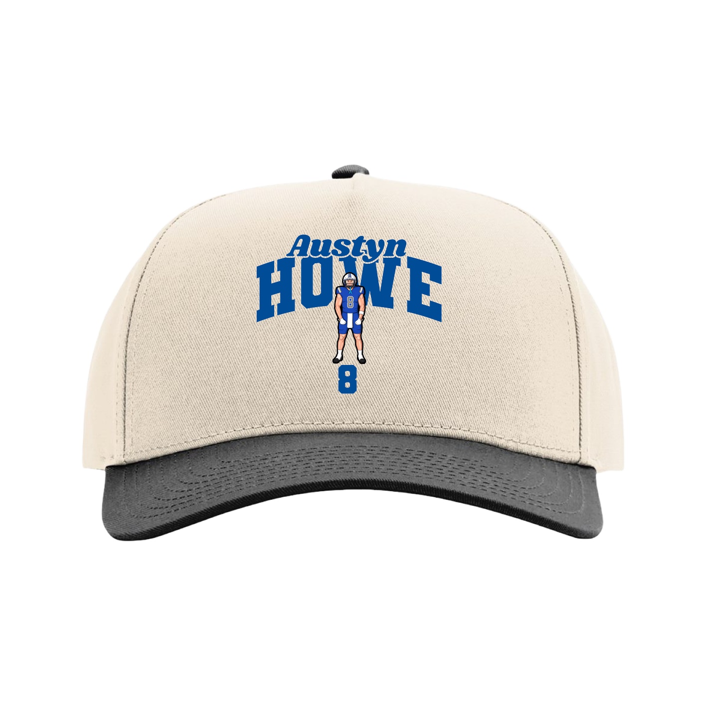 Full Fabric Five-Panel Champ Cap — Signature Arch in Cream/Black