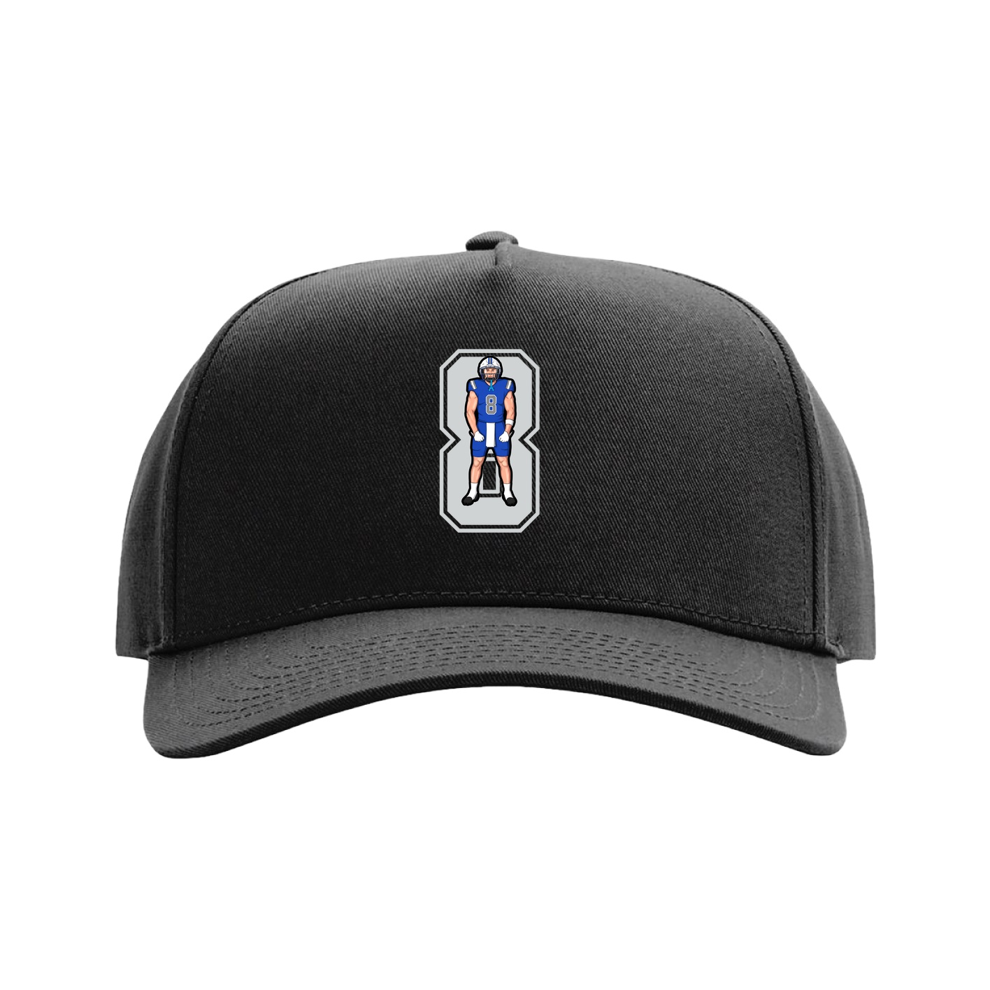 Full Fabric Five-Panel Champ Cap — Number in Black