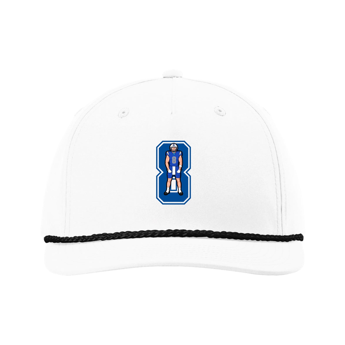 Five-Panel Classic Rope Cap — Number in White