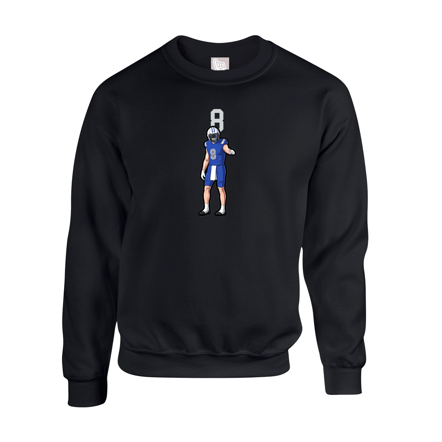 Fleece Crew — Number Top in Black