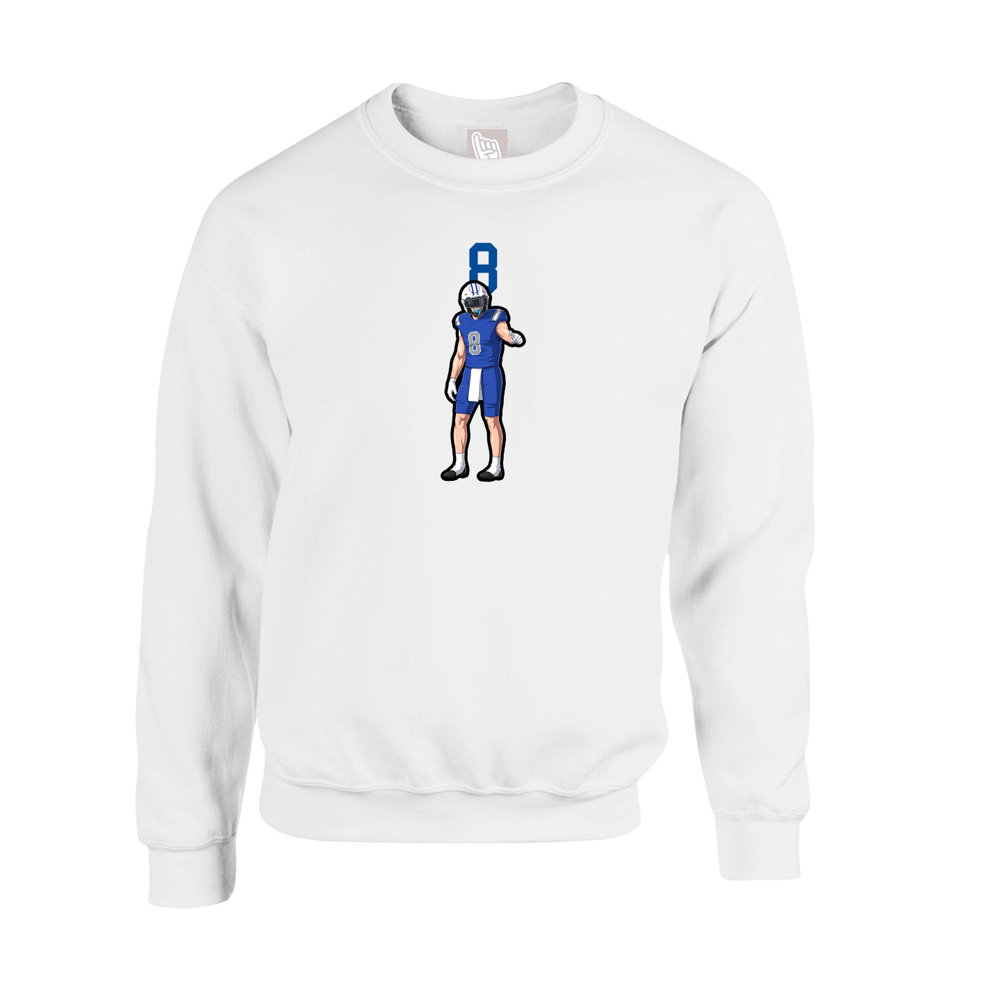 Fleece Crew — Number Top in White