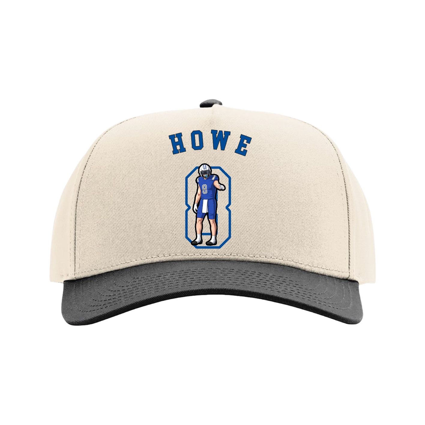 Full Fabric Five-Panel Champ Cap — Shirsey Arch in Cream/Black