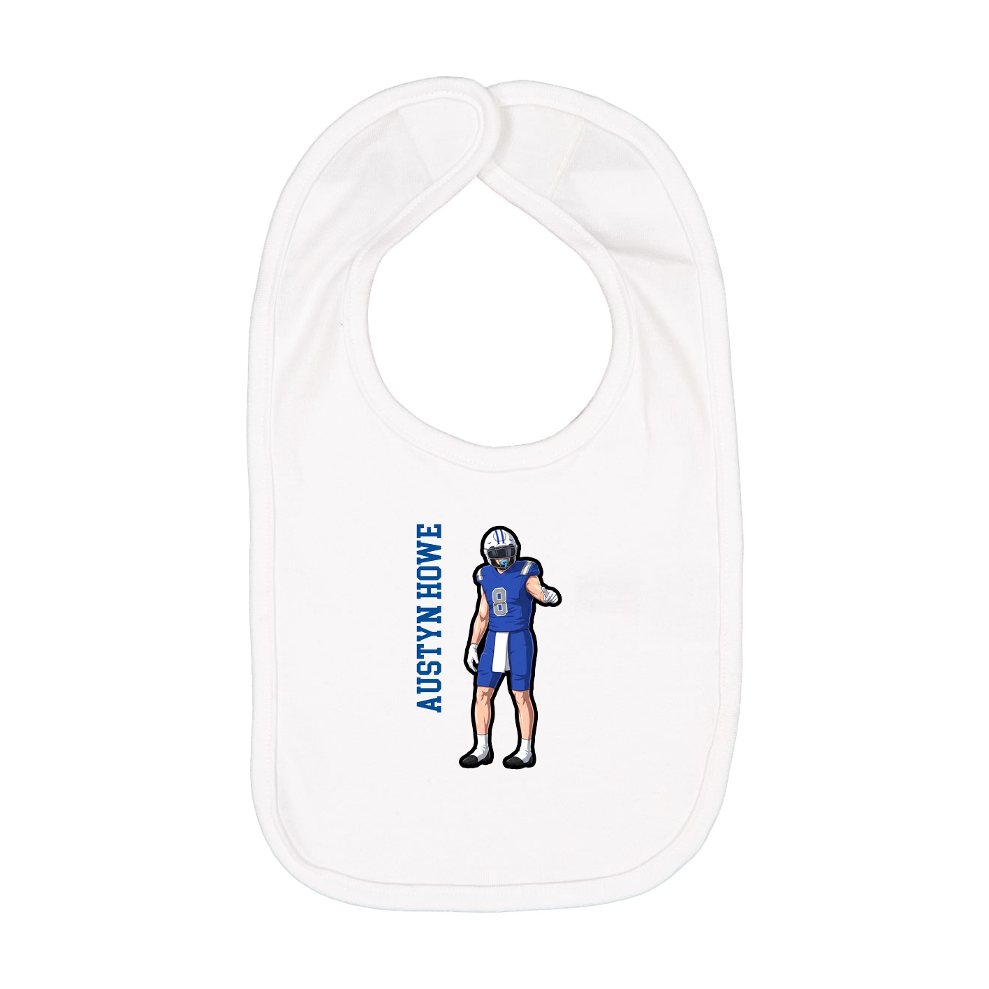Infant Bib — Name Vertical in White