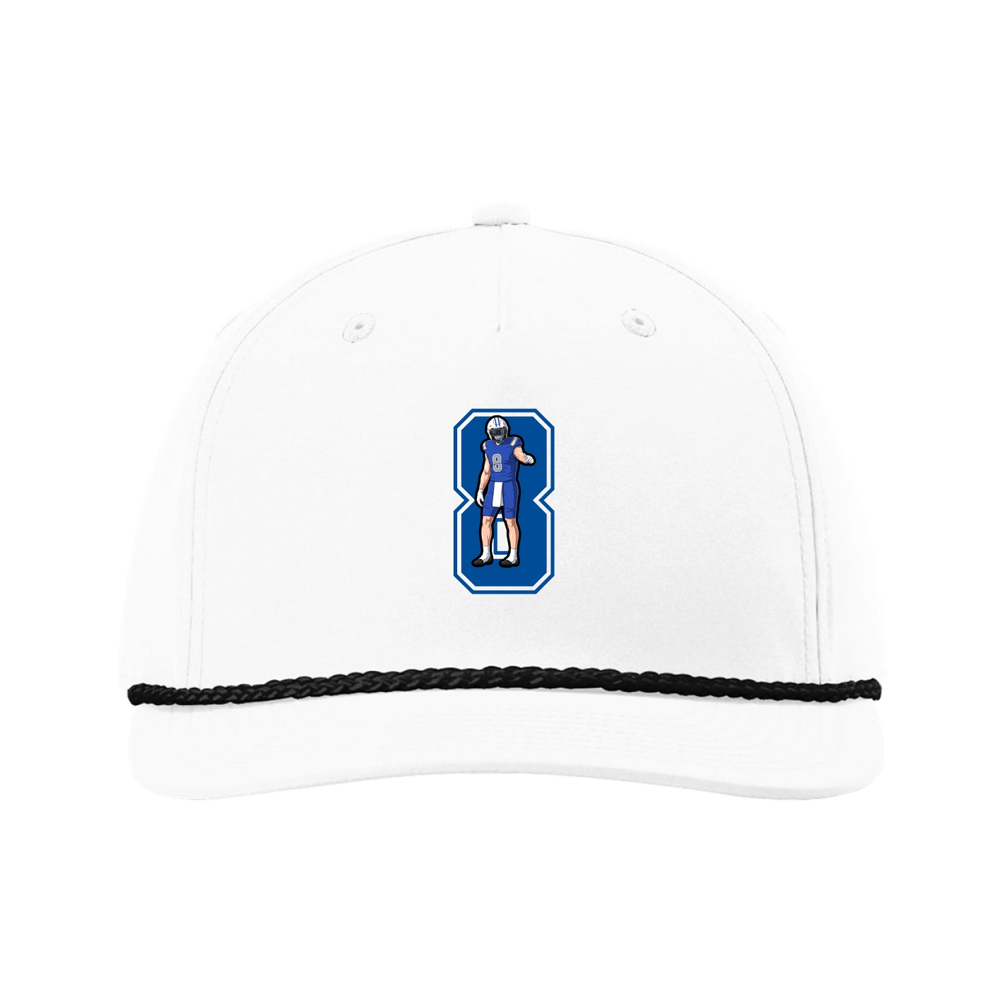 Five-Panel Classic Rope Cap — Number in White