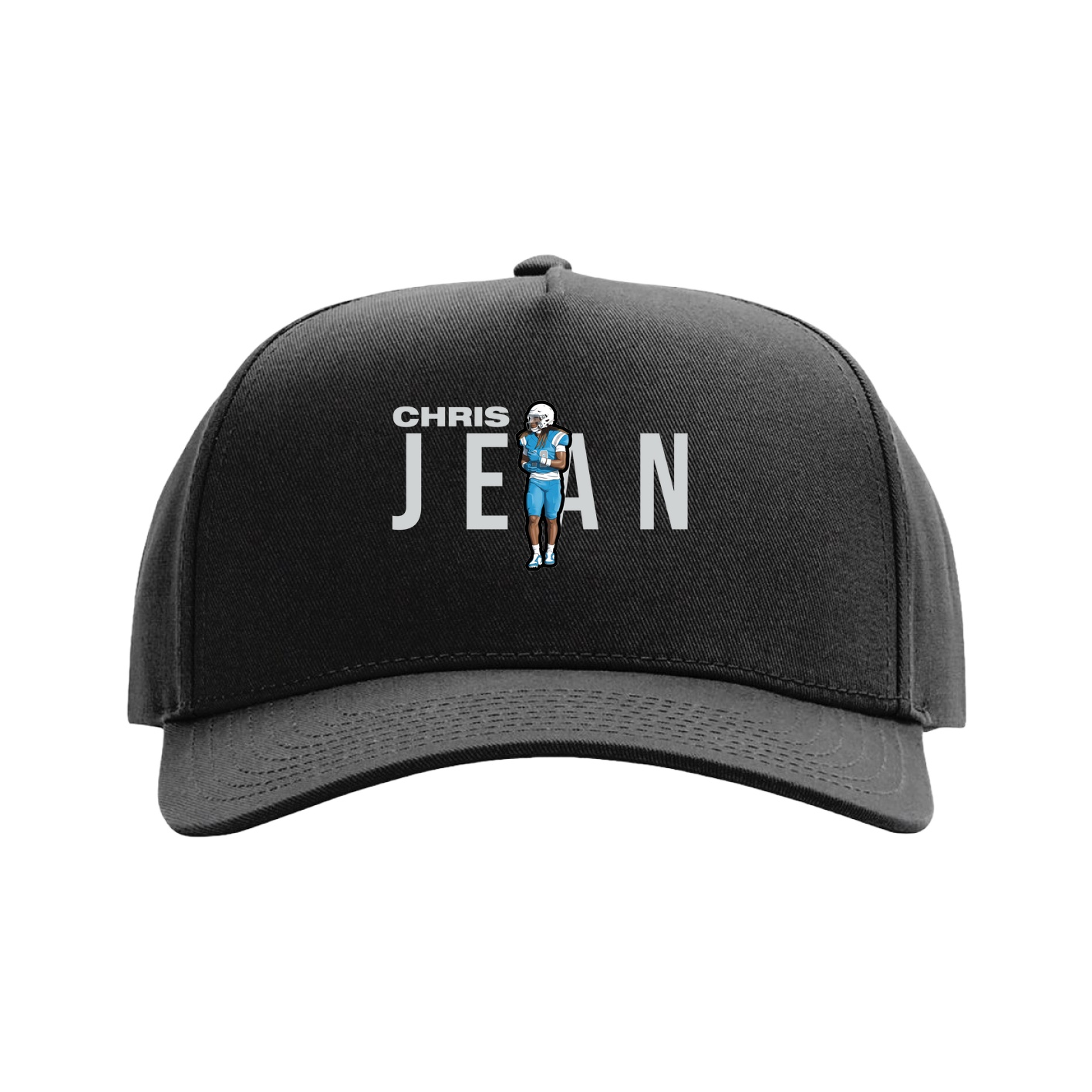 Full Fabric Five-Panel Champ Cap — Player Name in Black
