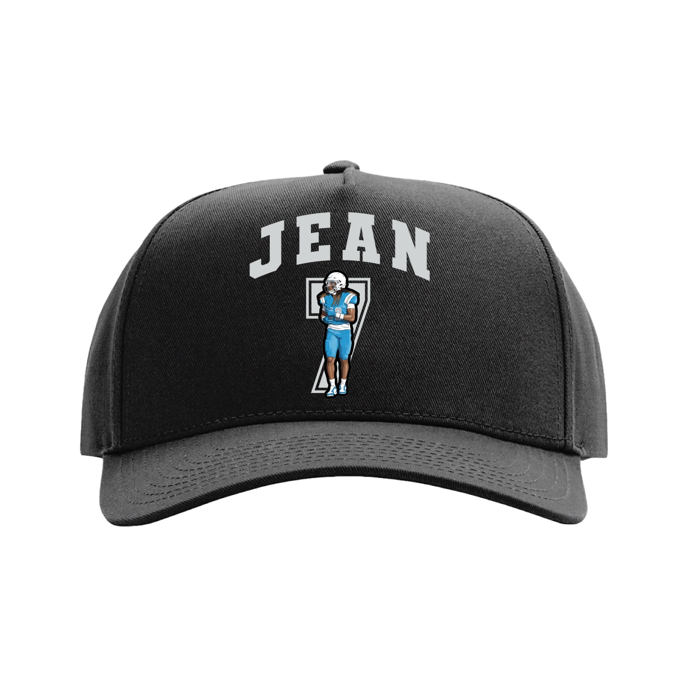 Full Fabric Five-Panel Champ Cap — Number in Black