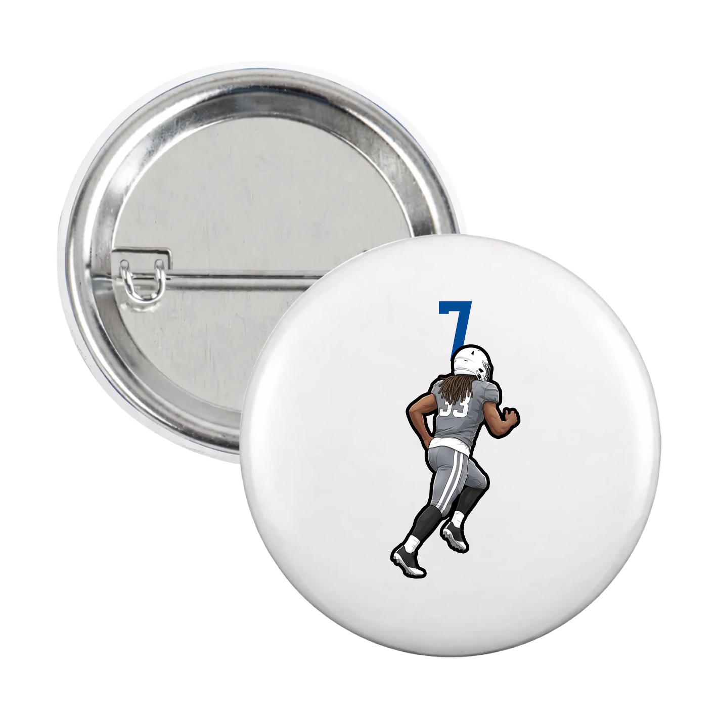 Game Day Button — Number Top in White