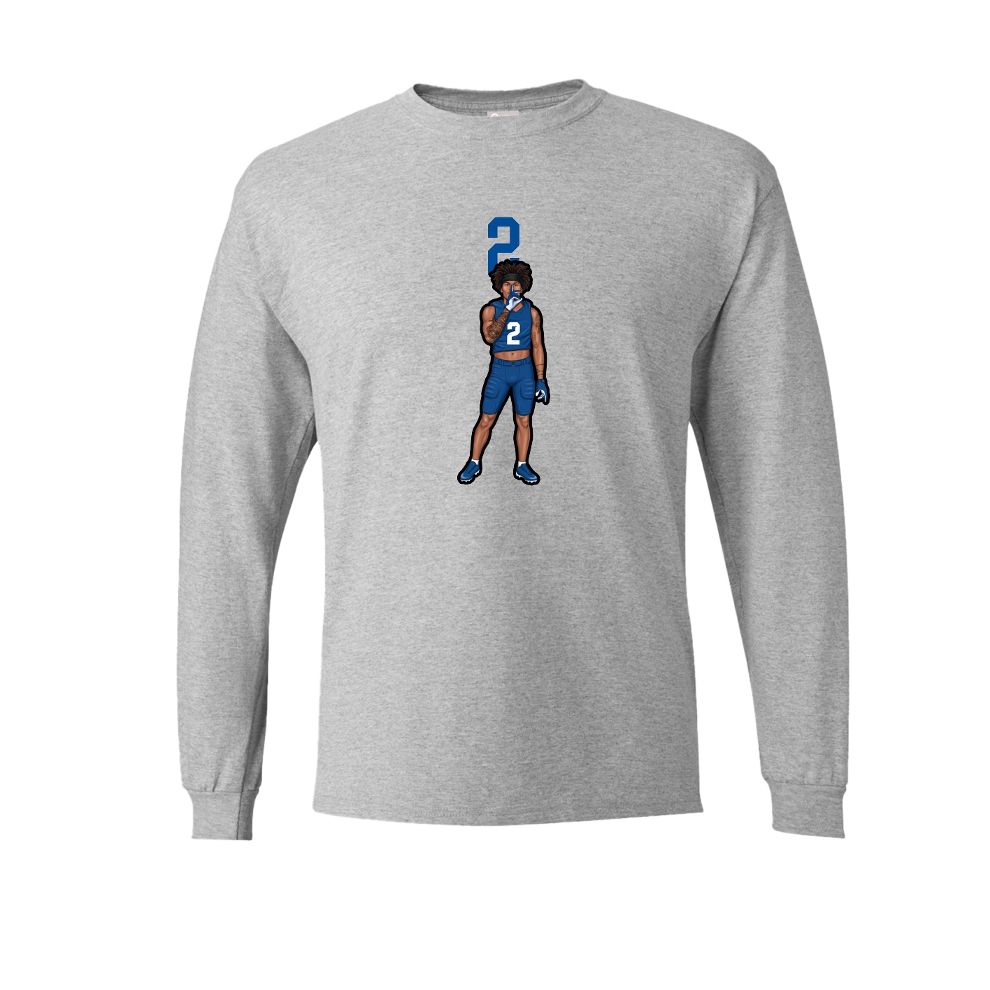 Long Sleeve Tee — Number Top in Grey
