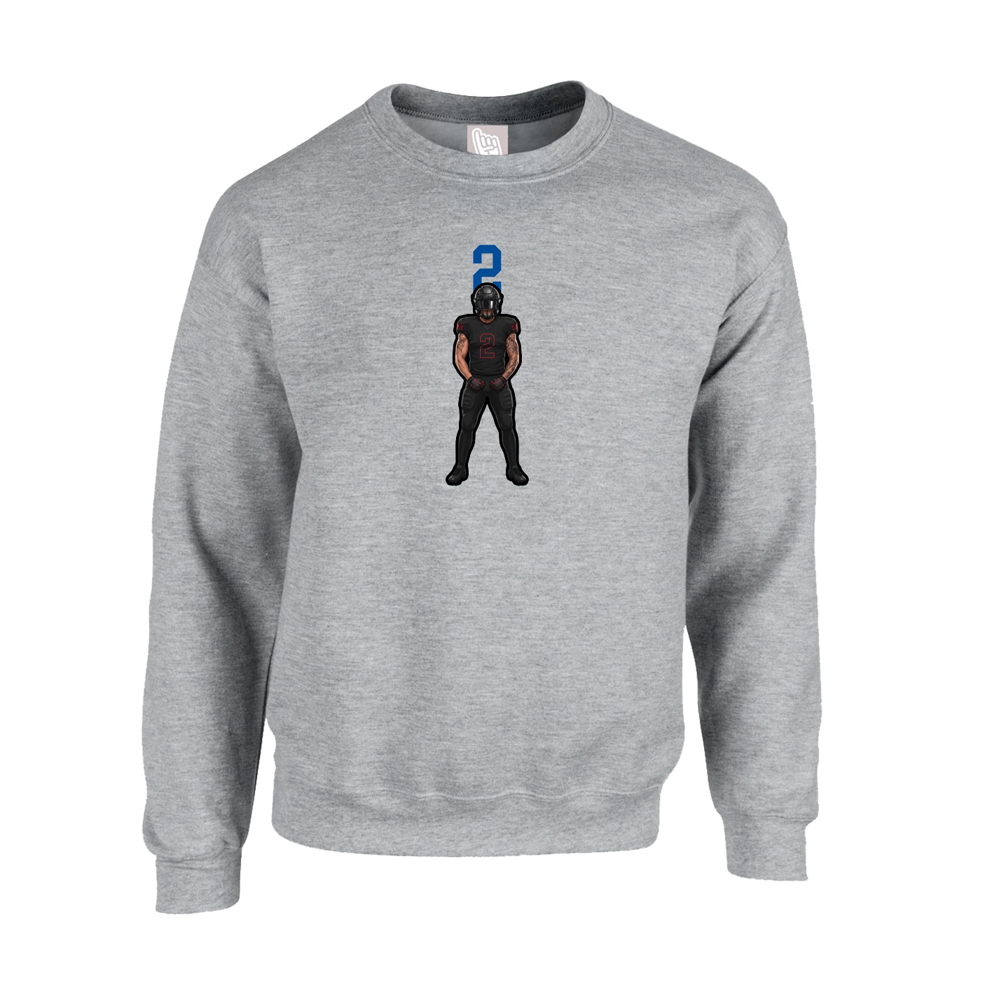 Fleece Crew — Number Top in Grey