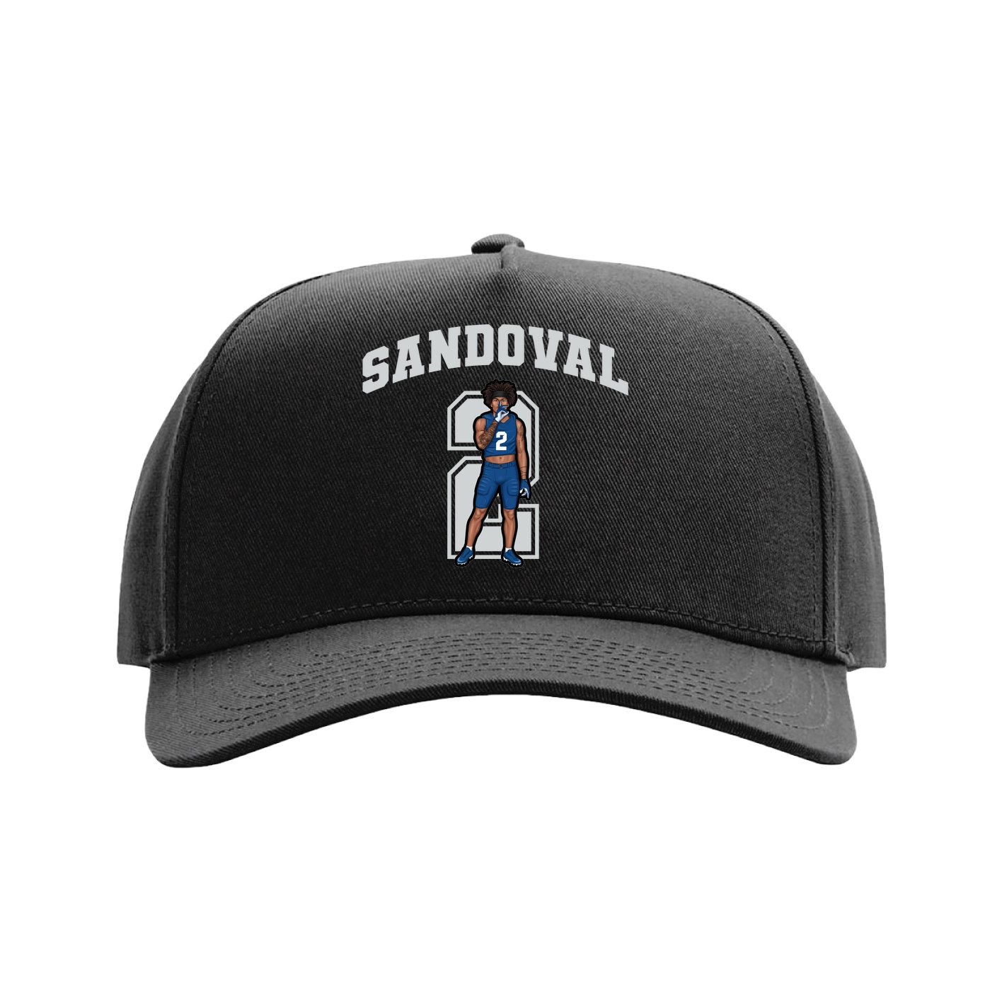 Full Fabric Five-Panel Champ Cap — Number in Black