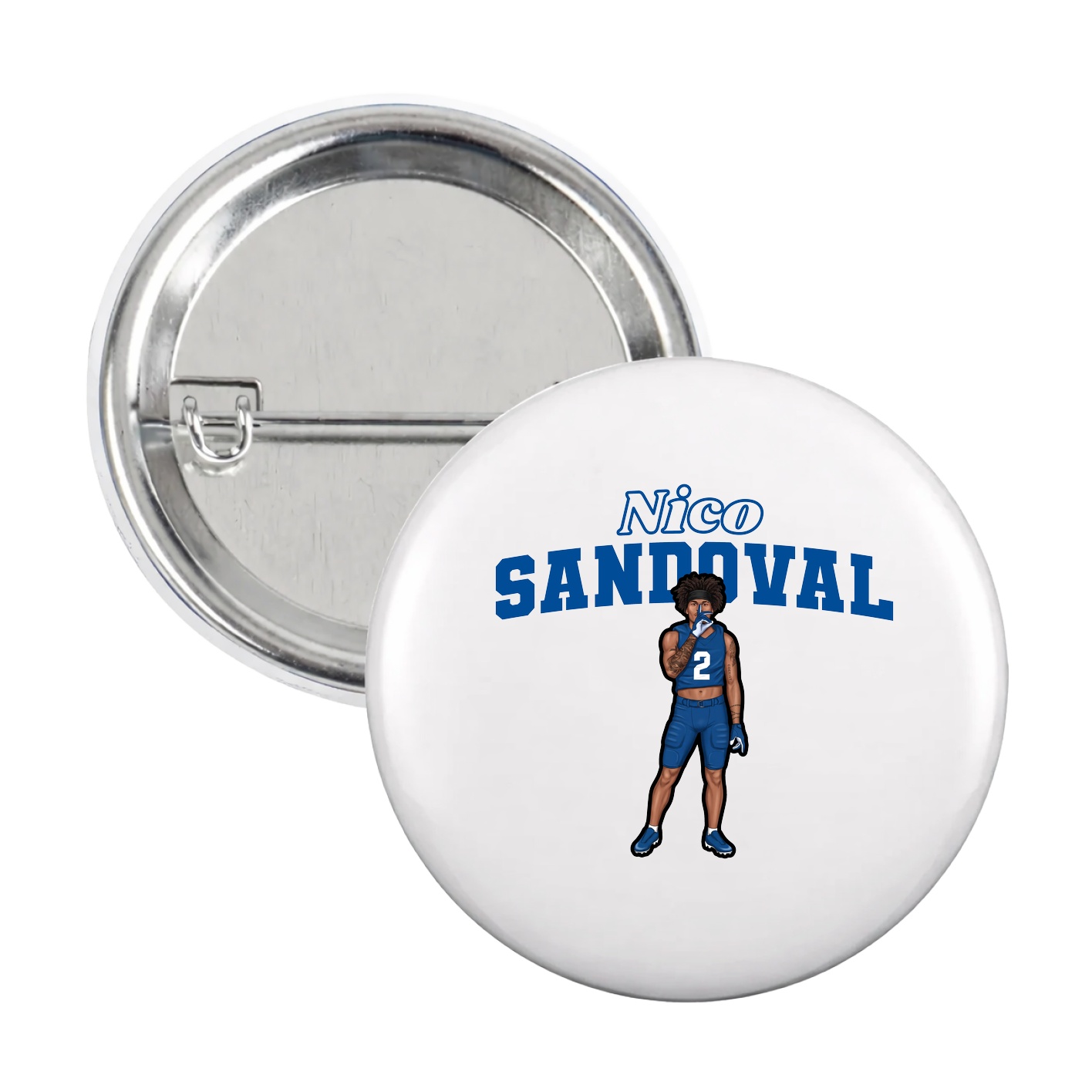 Game Day Button — Name Arch in White