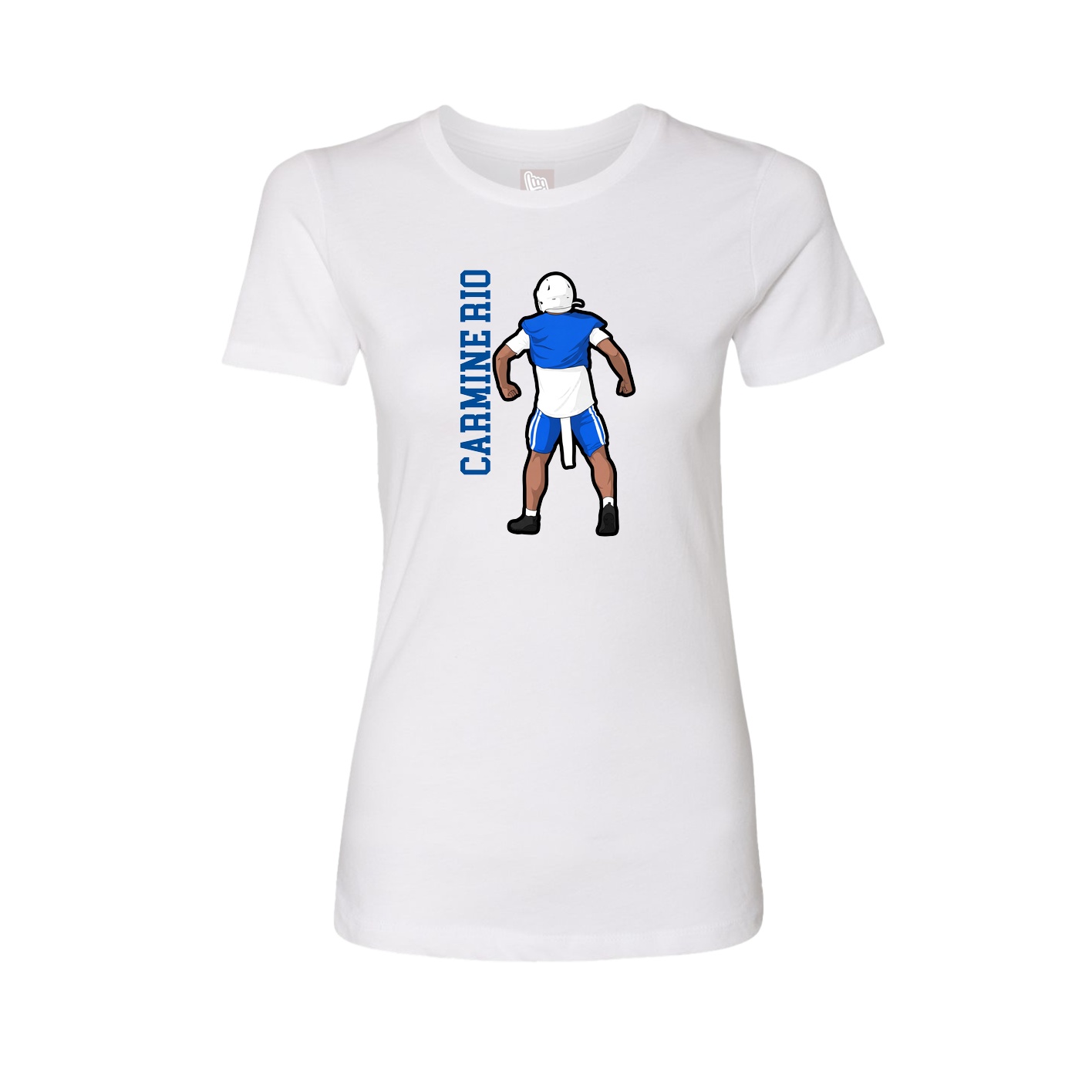 Fitted Women's Tee — Name Vertical in White