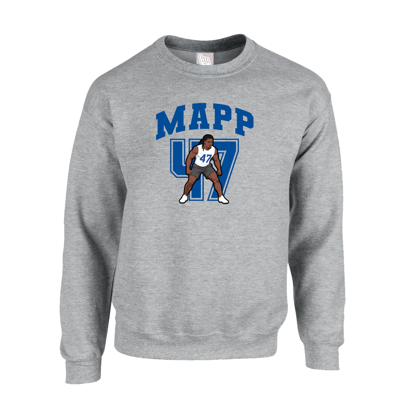 Fleece Crew — Number in Grey