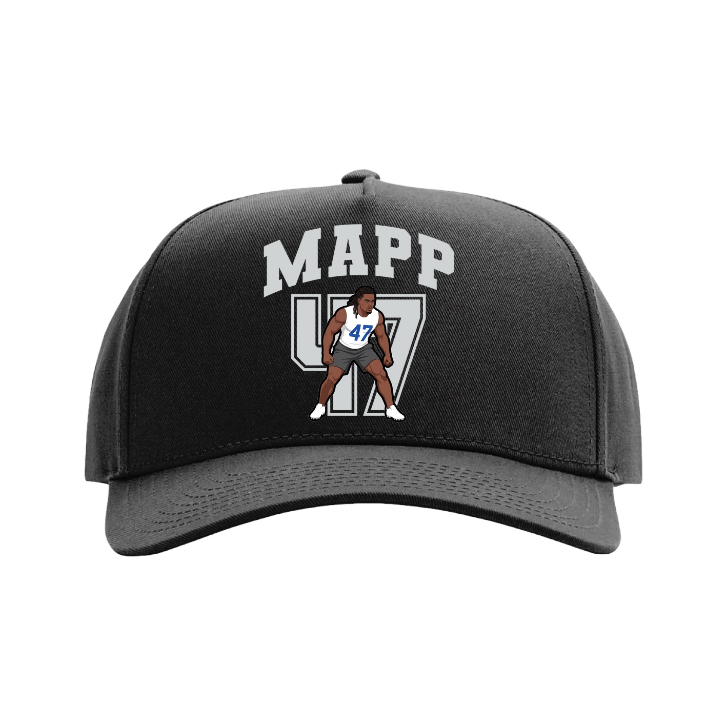 Full Fabric Five-Panel Champ Cap — Number in Black