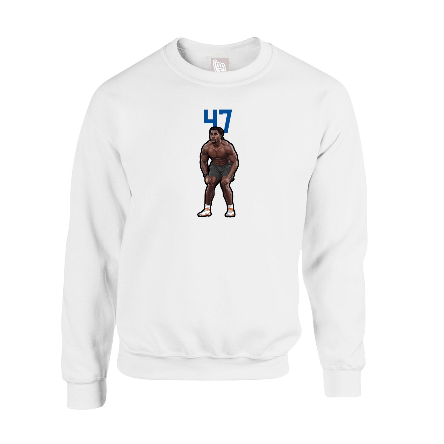 Fleece Crew — Number Top in White