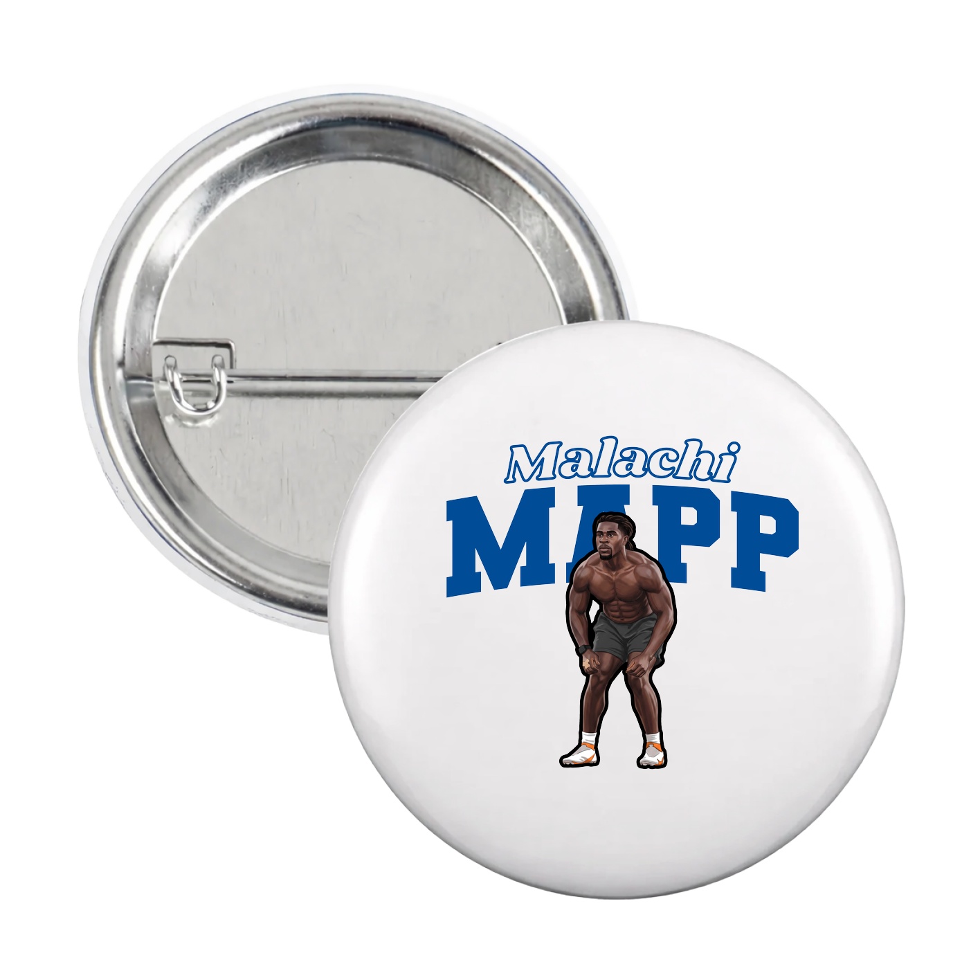 Game Day Button — Name Arch in White