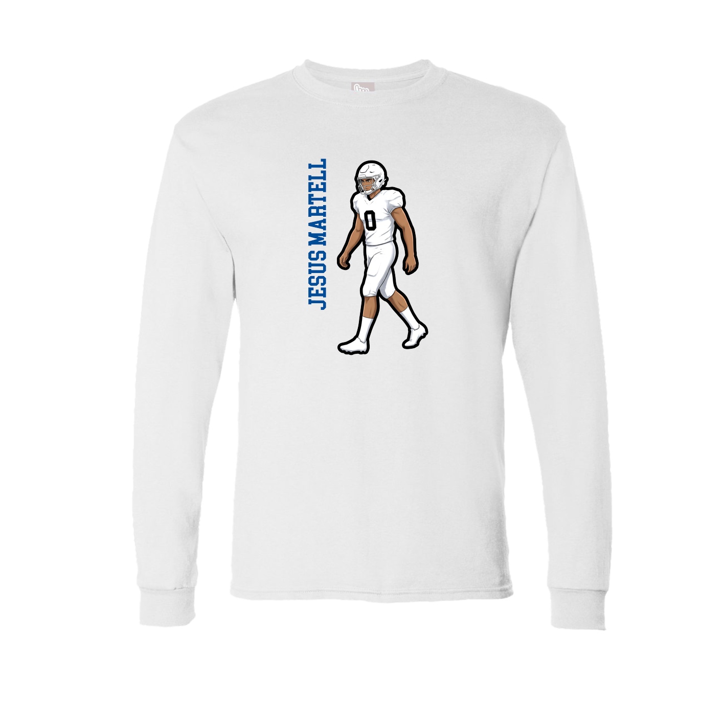 Long Sleeve Tee — Name Vertical in White
