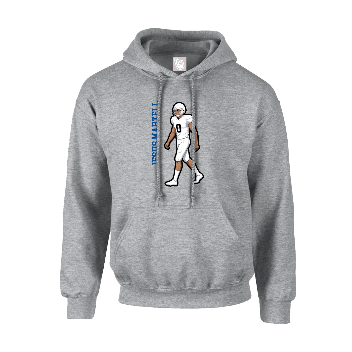 Youth Hoodie — Name Vertical in Grey