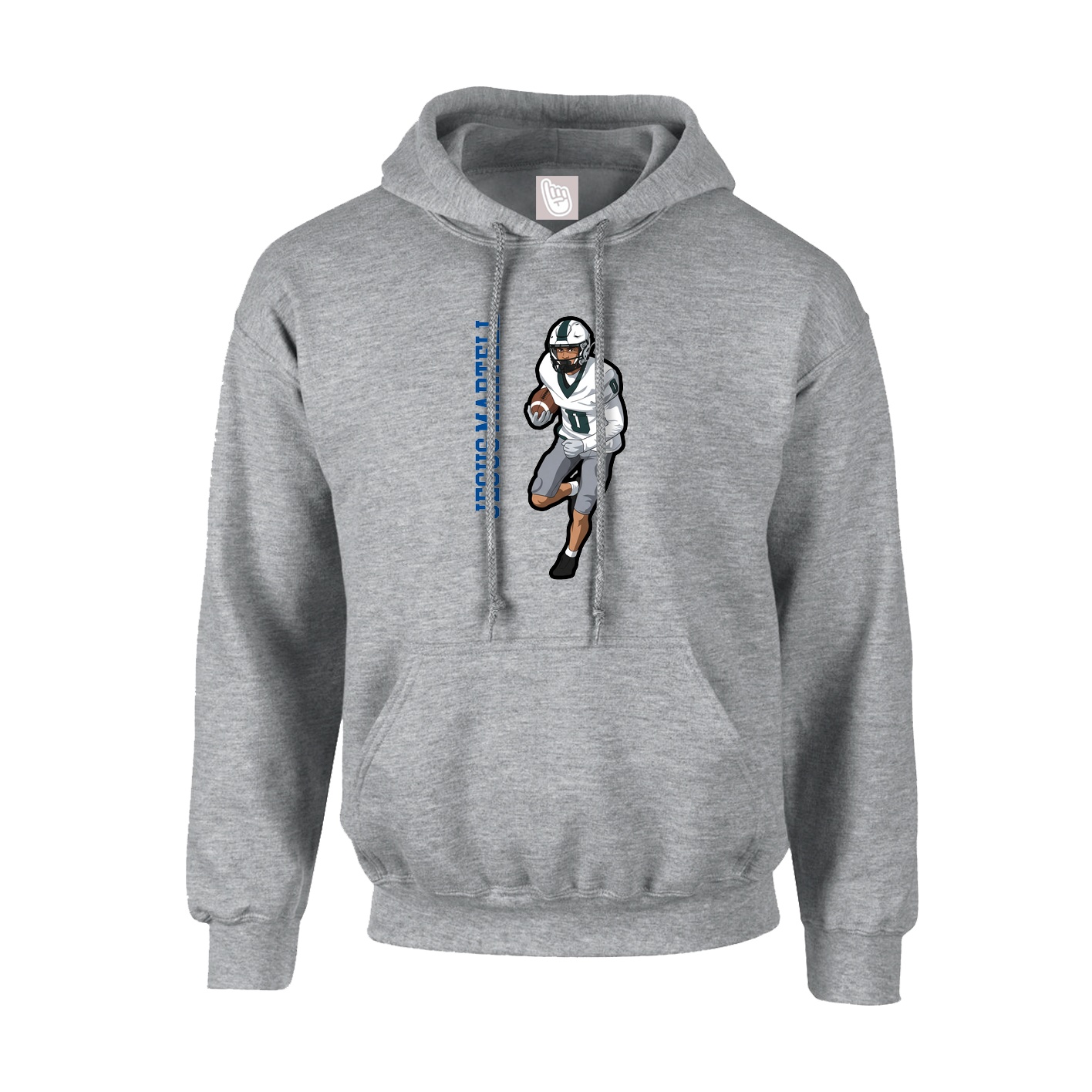 Hoodie — Name Vertical in Grey