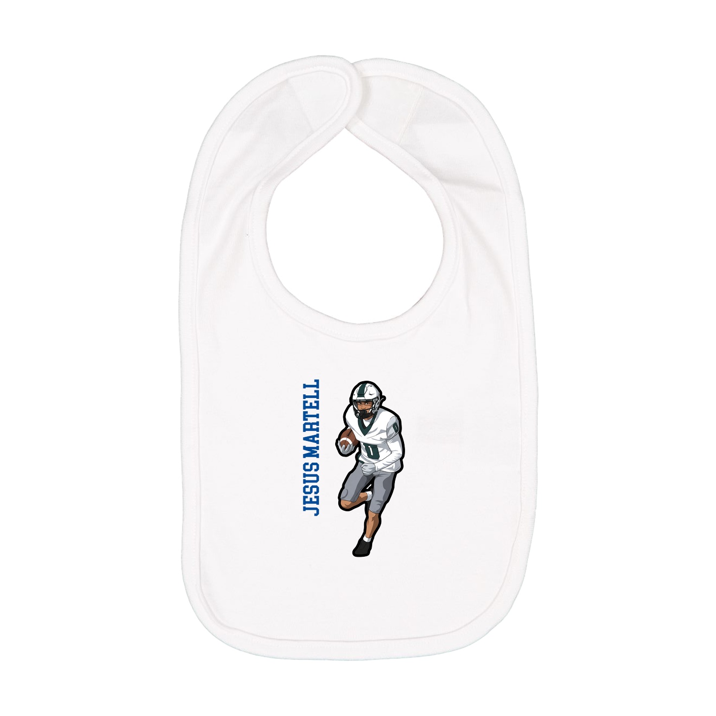 Infant Bib — Name Vertical in White