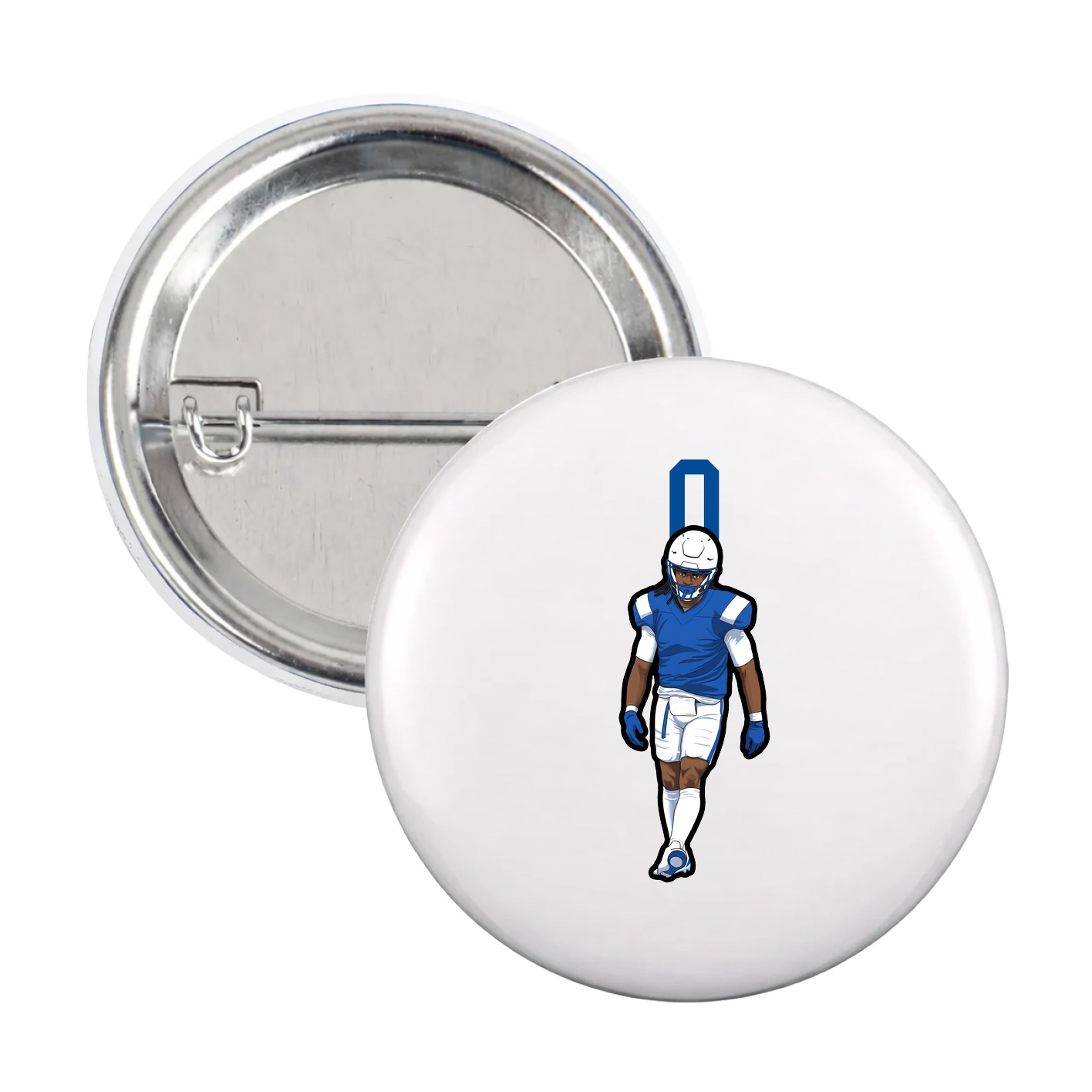 Game Day Button — Number Top in White