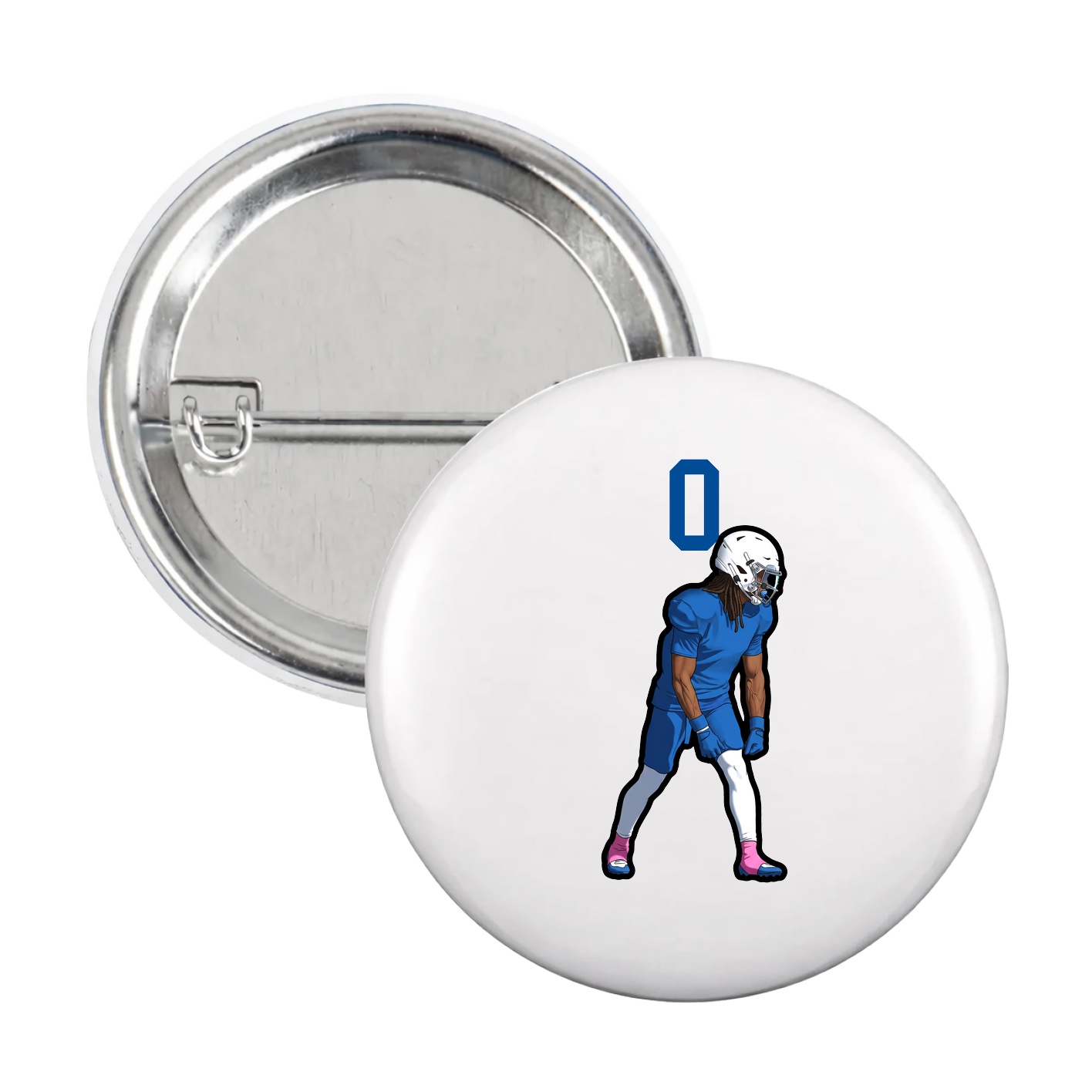 Game Day Button — Number Top in White