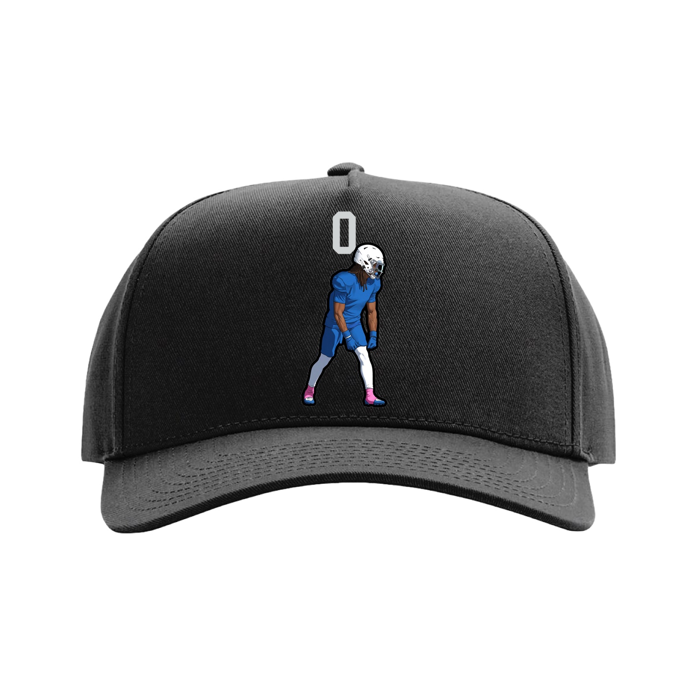 Full Fabric Five-Panel Champ Cap — Number Top in Black