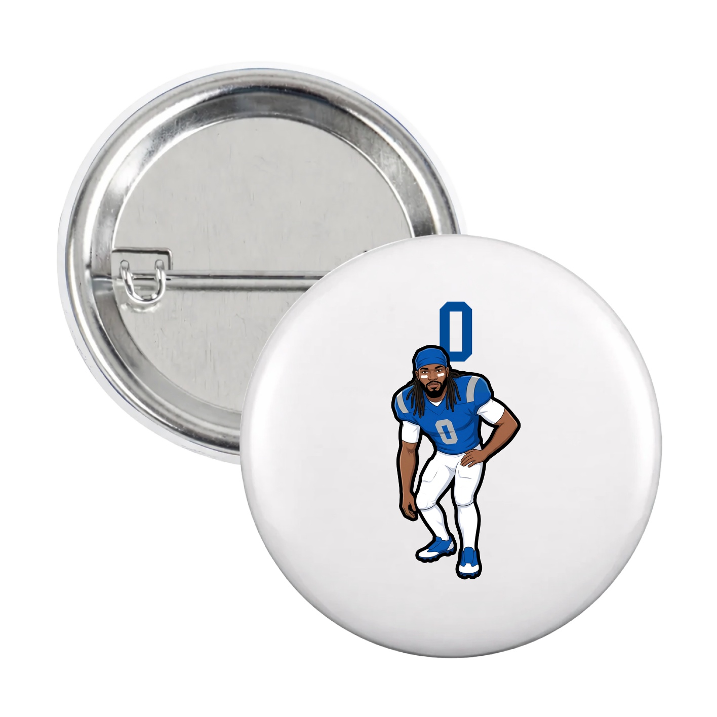 Game Day Button — Number Top in White