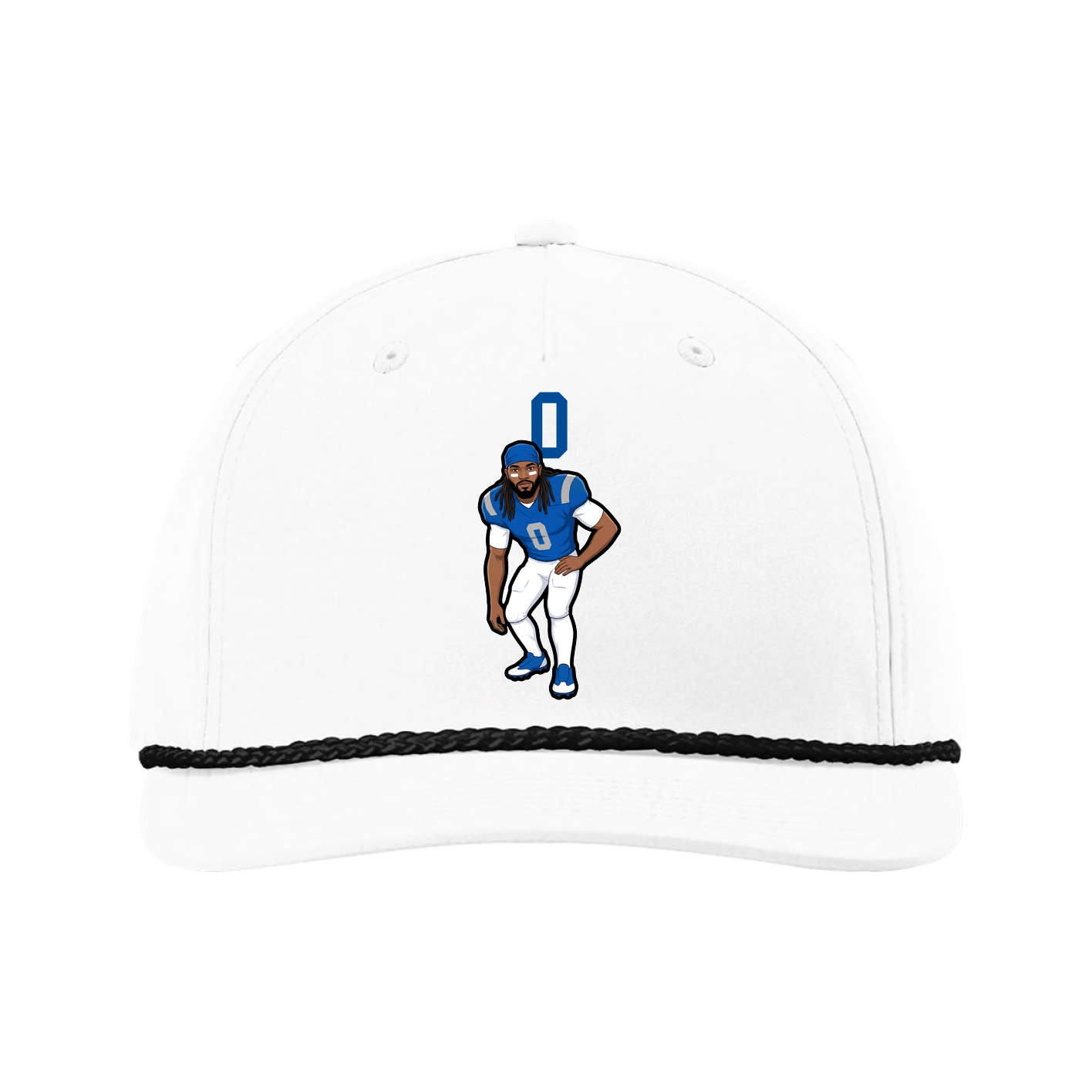 Five-Panel Classic Rope Cap — Number Top in White