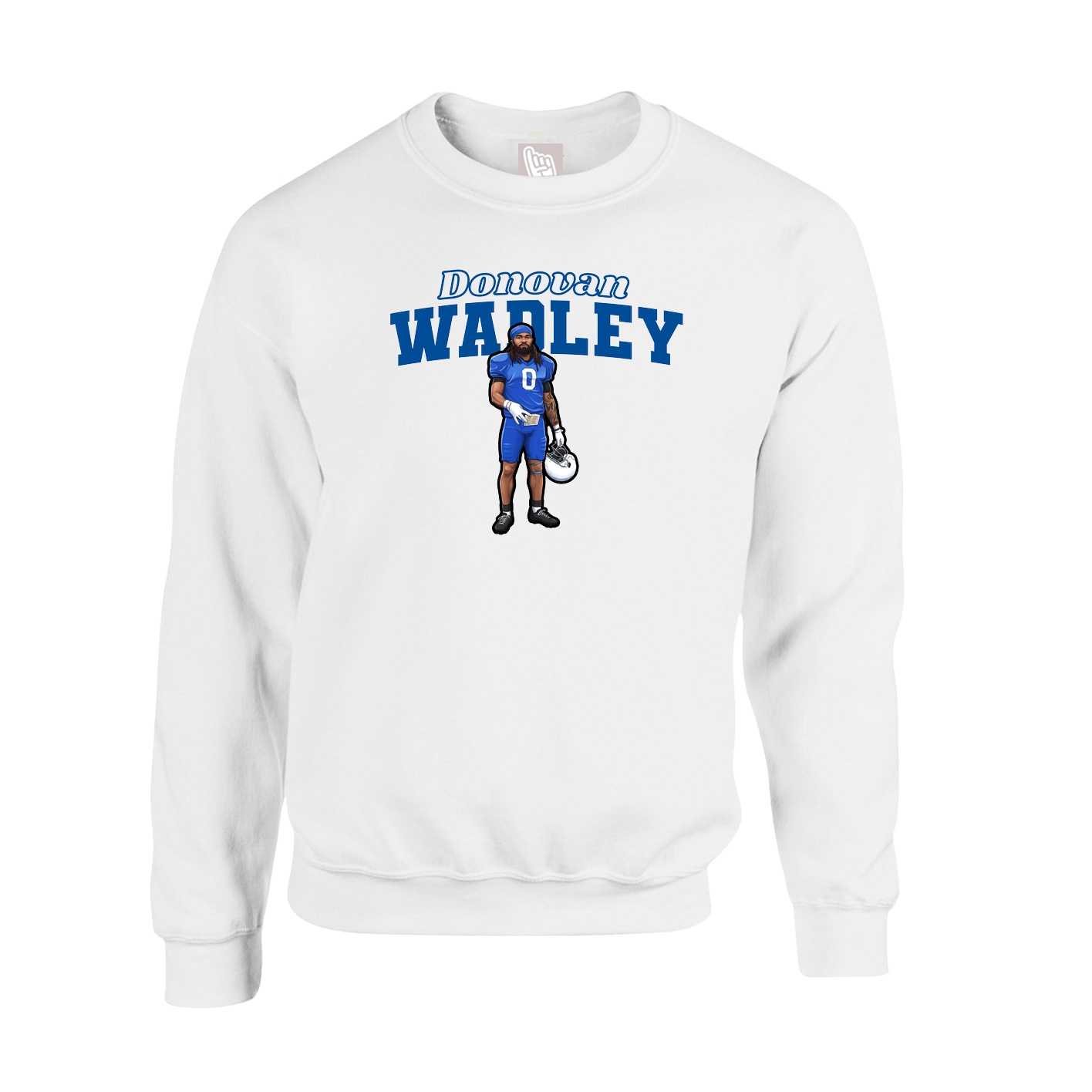 Fleece Crew — Name Arch in White