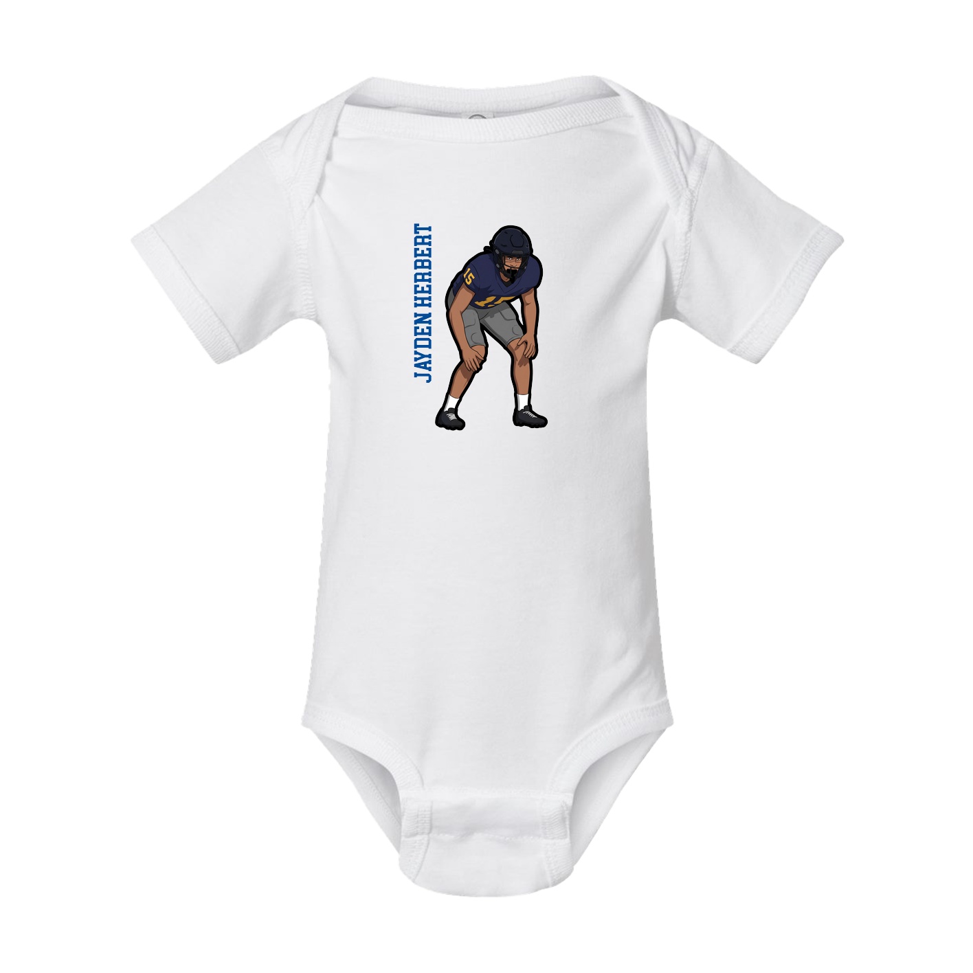 Baby Onesie — Name Vertical in White