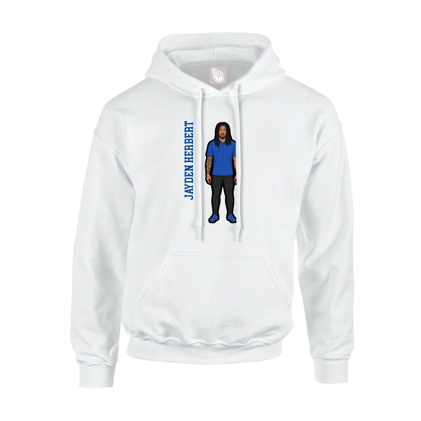 Youth Hoodie — Name Vertical in White